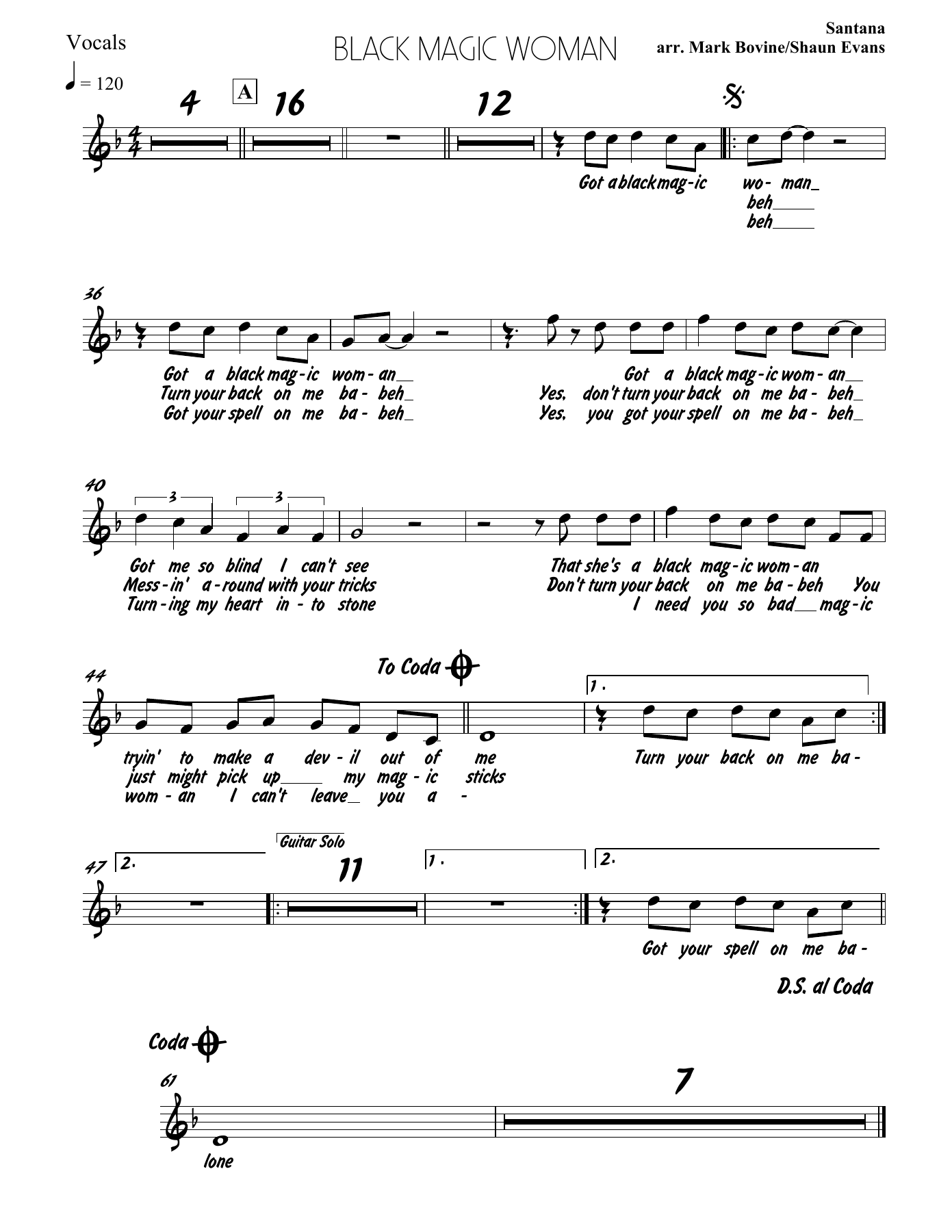 Black Magic Woman - Dm — sheet music preview