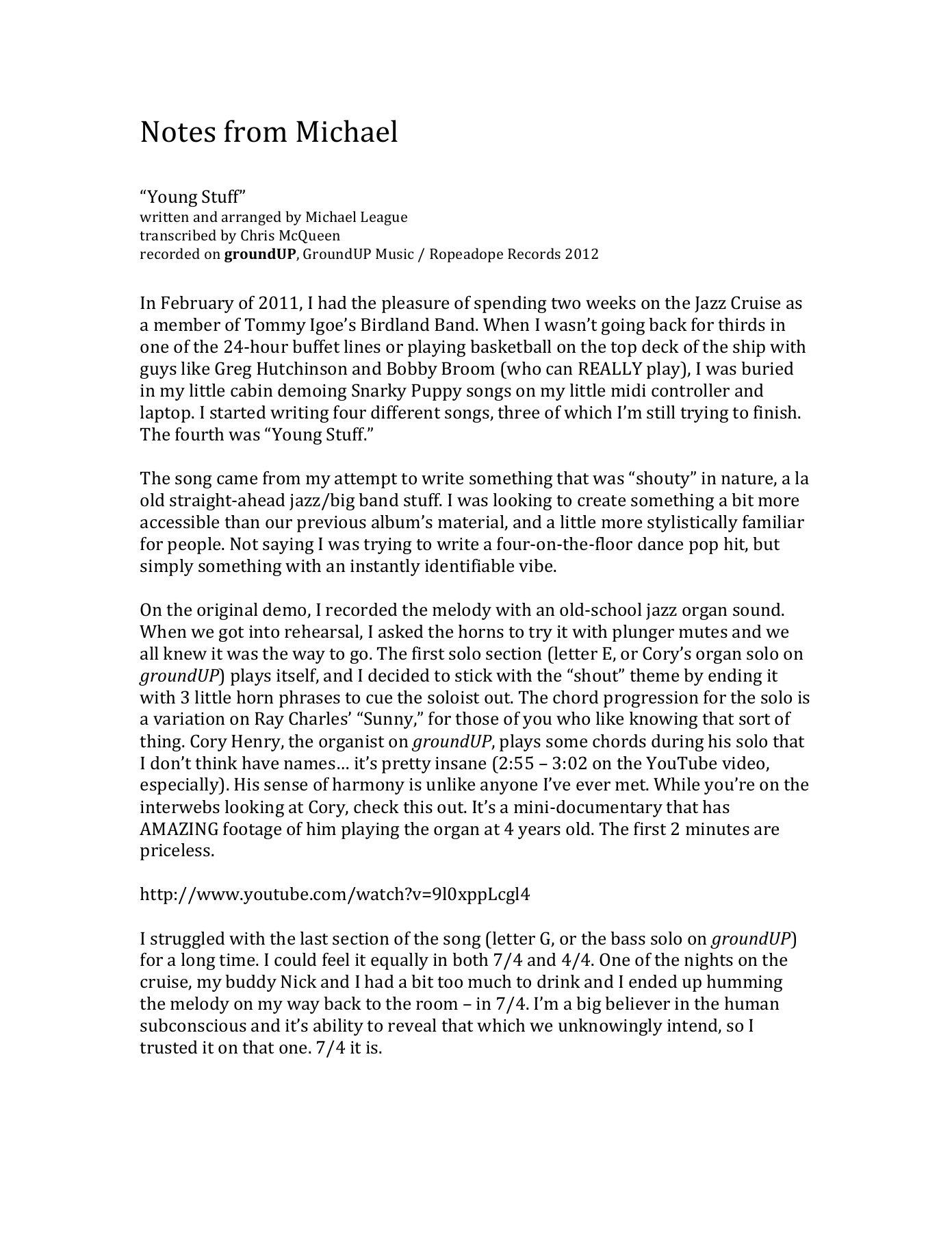 Snarky Puppy Official Songbook Notes — sheet music preview