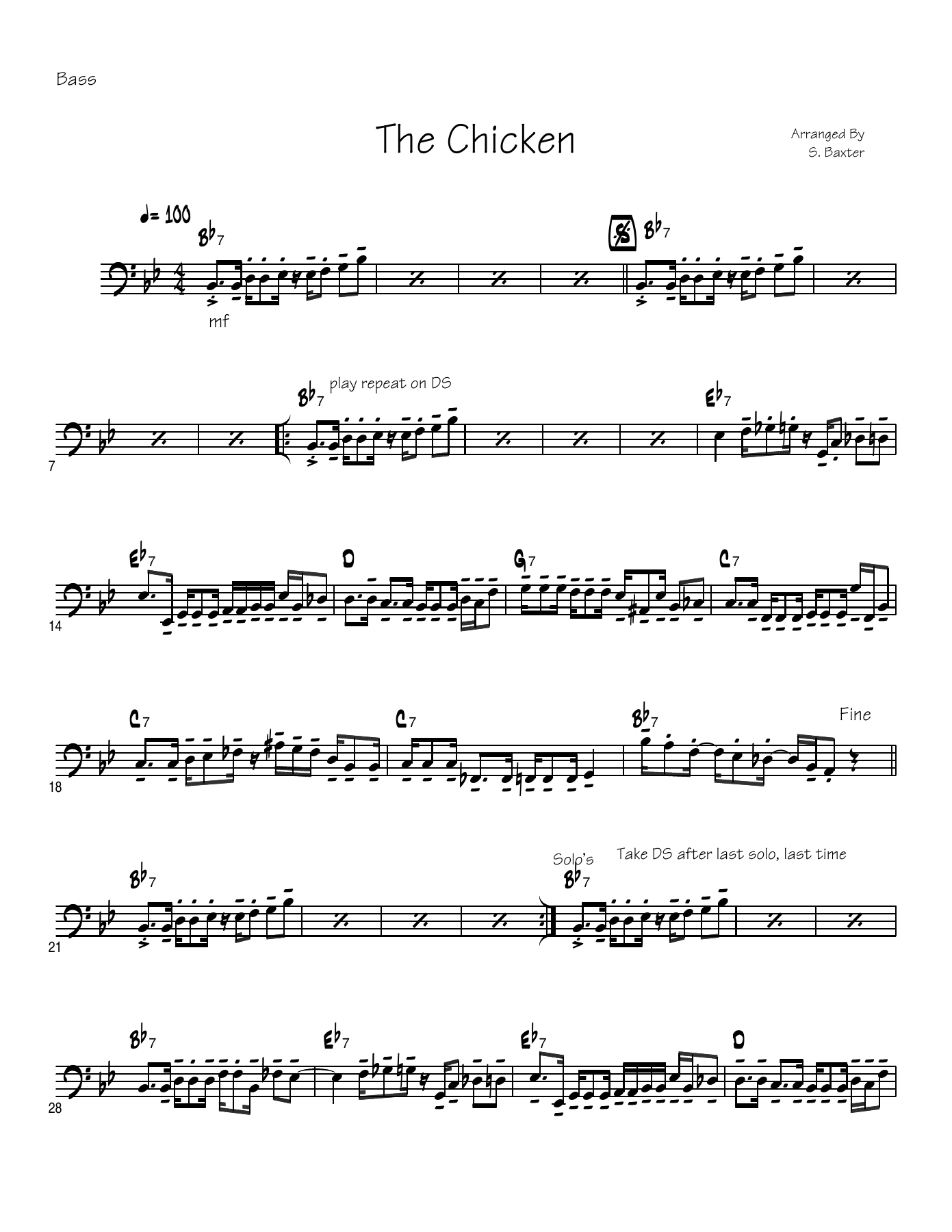 The Chicken — sheet music preview