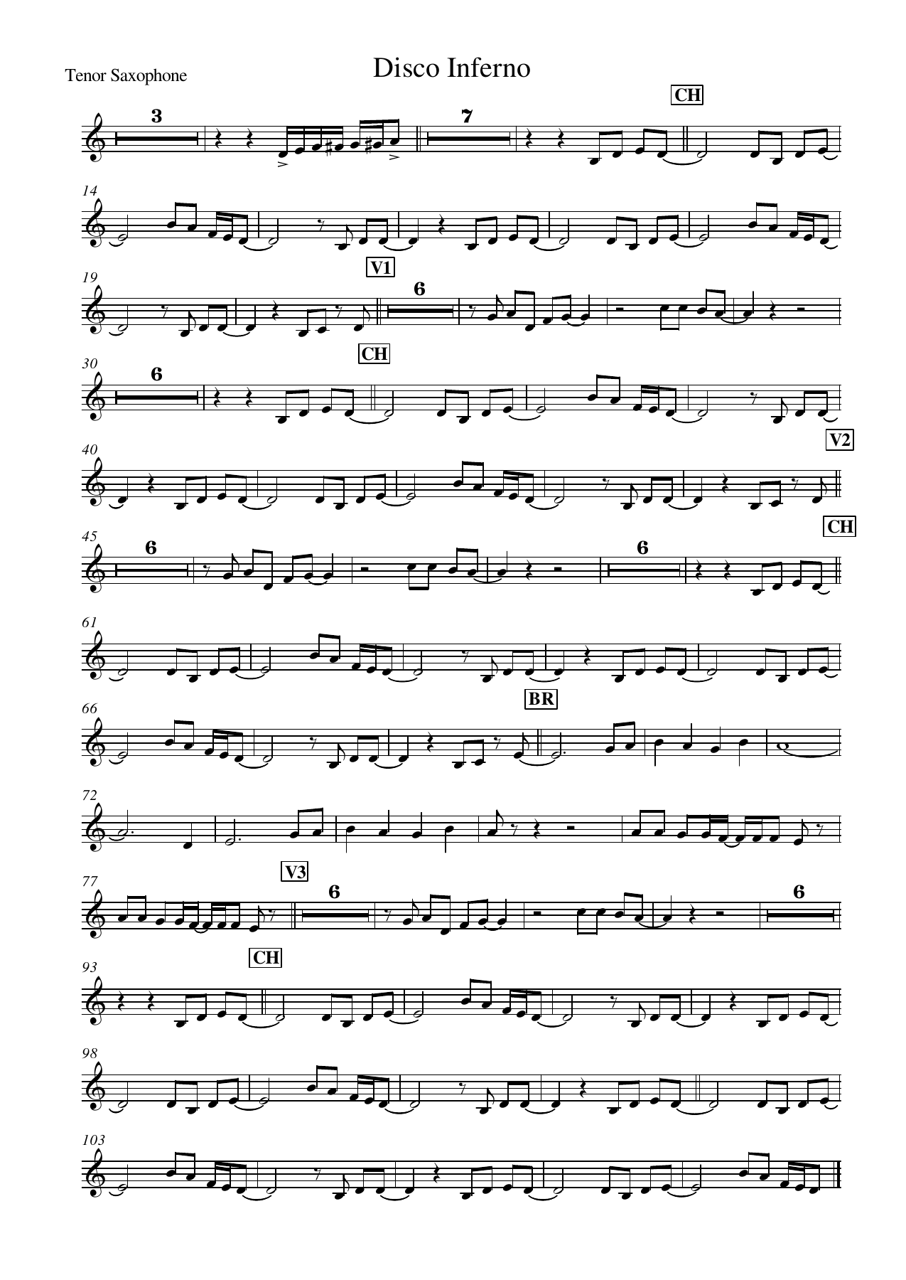 Disco Inferno — sheet music preview