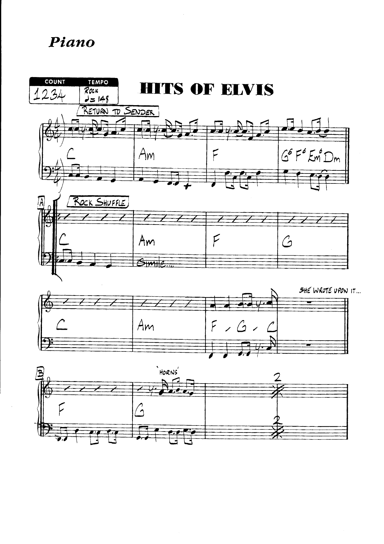 Elvis Medley — sheet music preview
