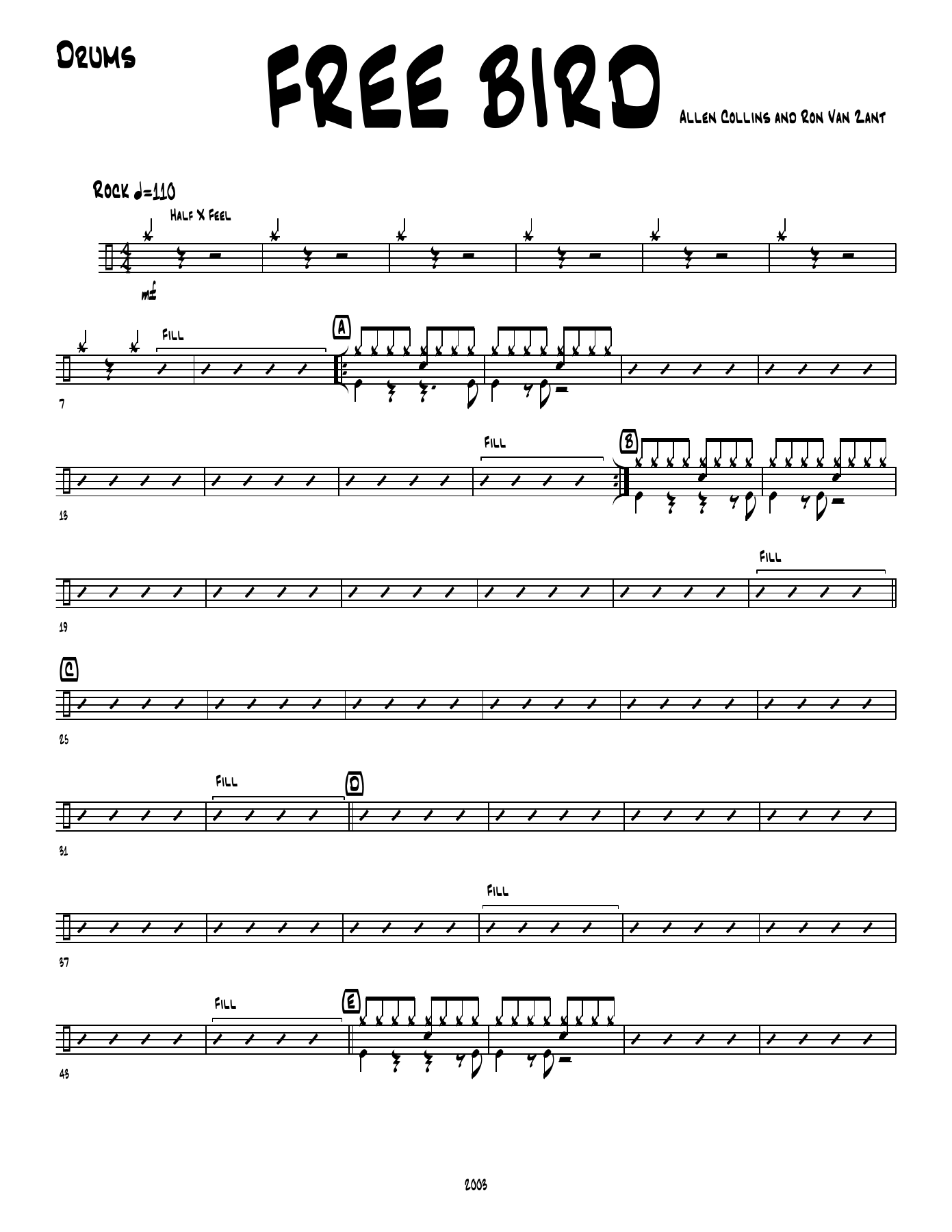 Free Bird — sheet music preview