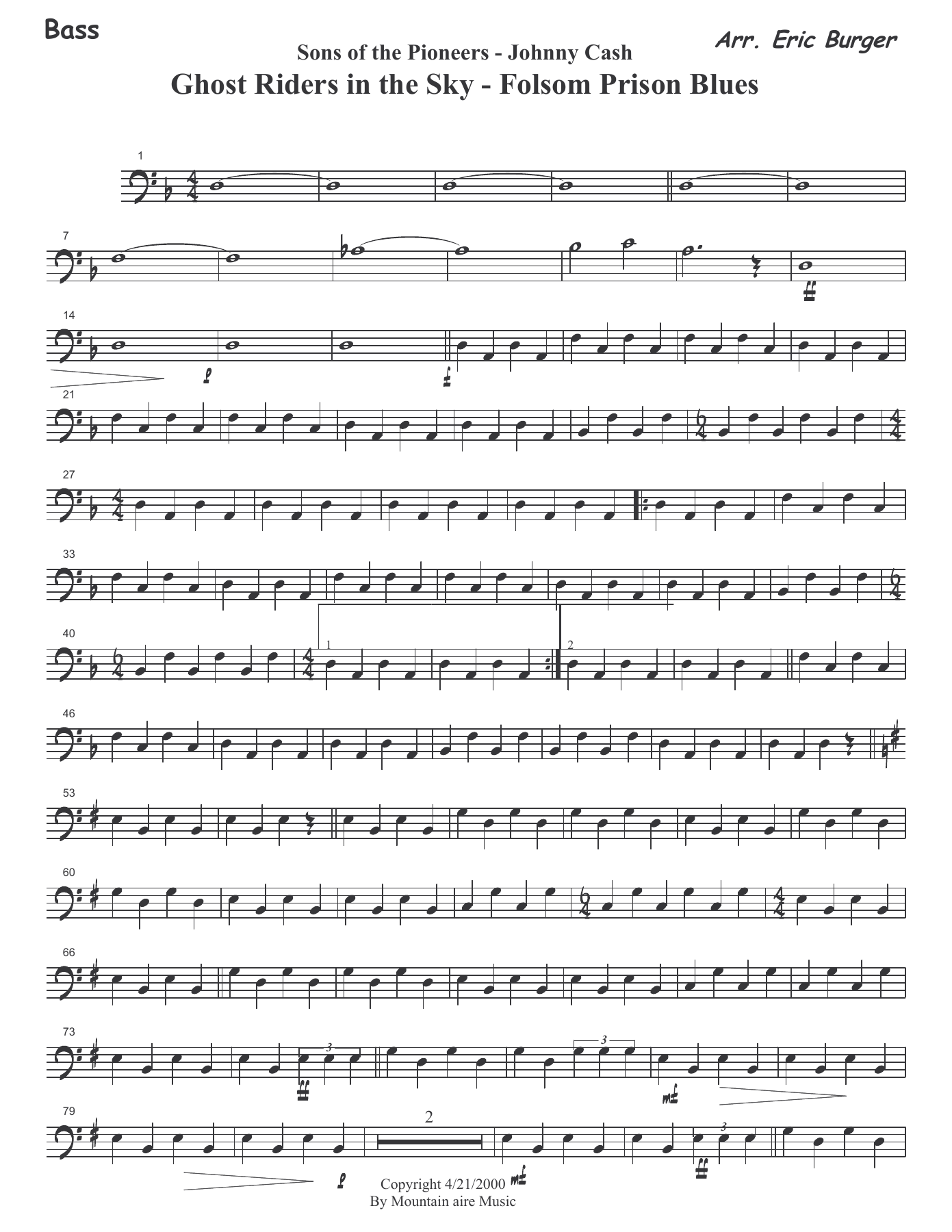 Ghost Riders — Small Ensemble sheet music by Bass | Traditional