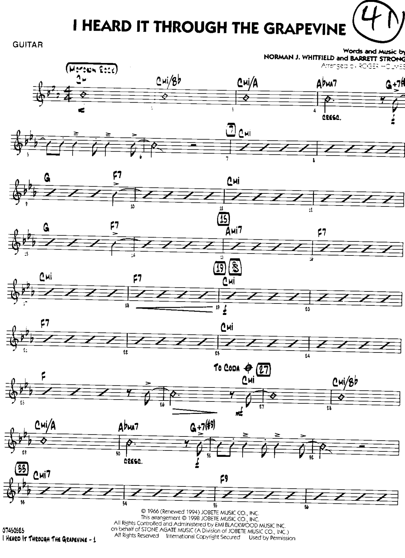 I Heard It Through The Grapevine BS — sheet music preview