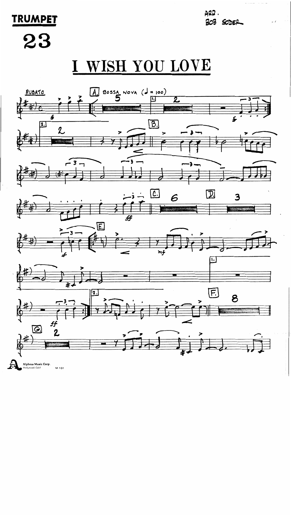 I Wish You Love — sheet music preview