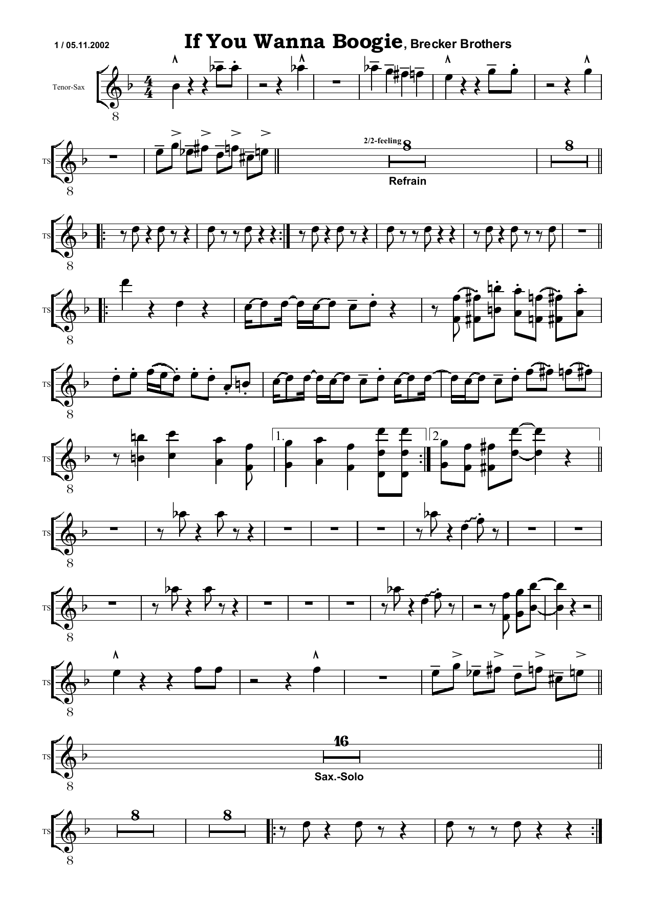 If You Wanna Boogie TS — Small Ensemble sheet music by Brecker Brothers | Funk