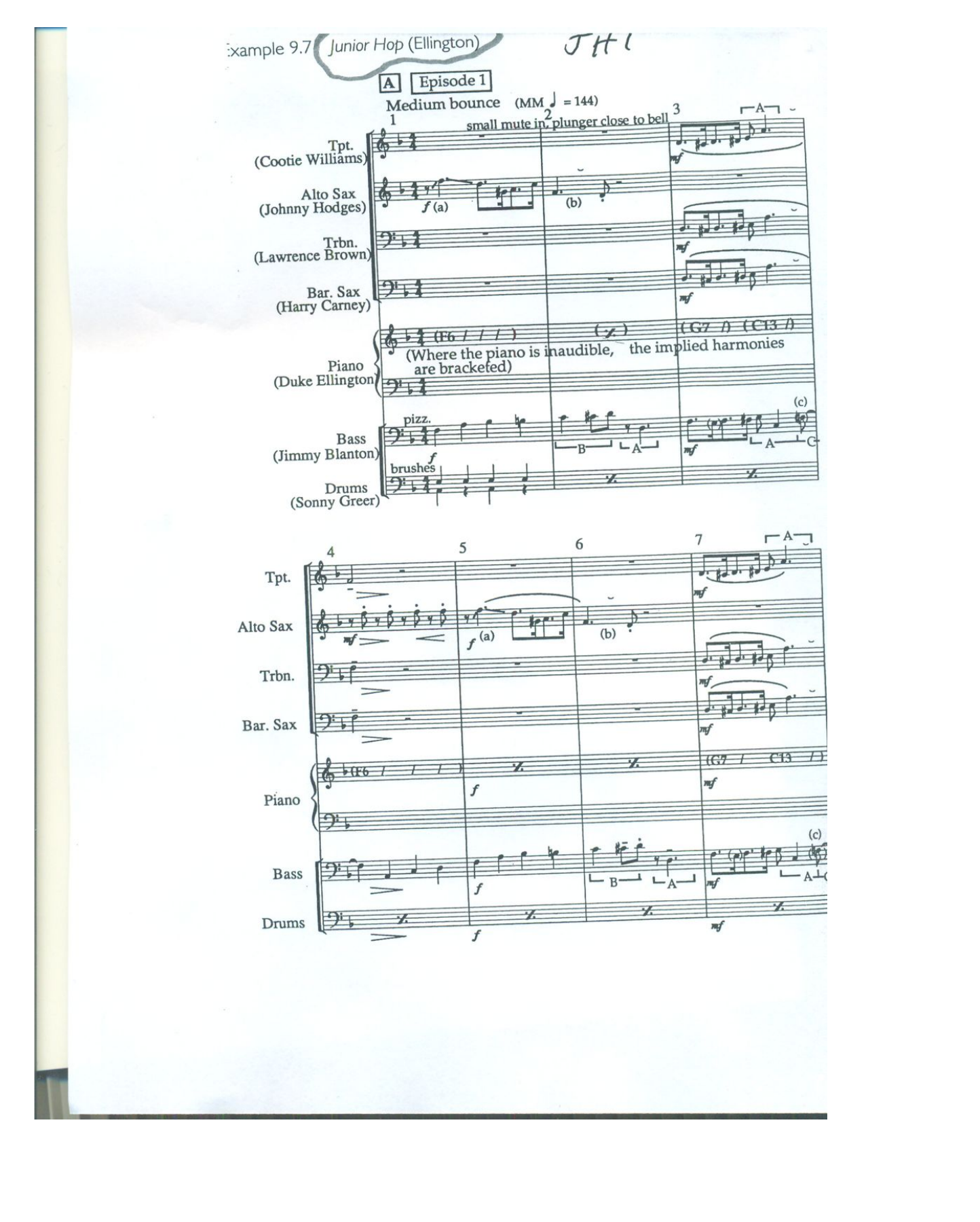 Junior Hop (D.Ellington) score — sheet music preview