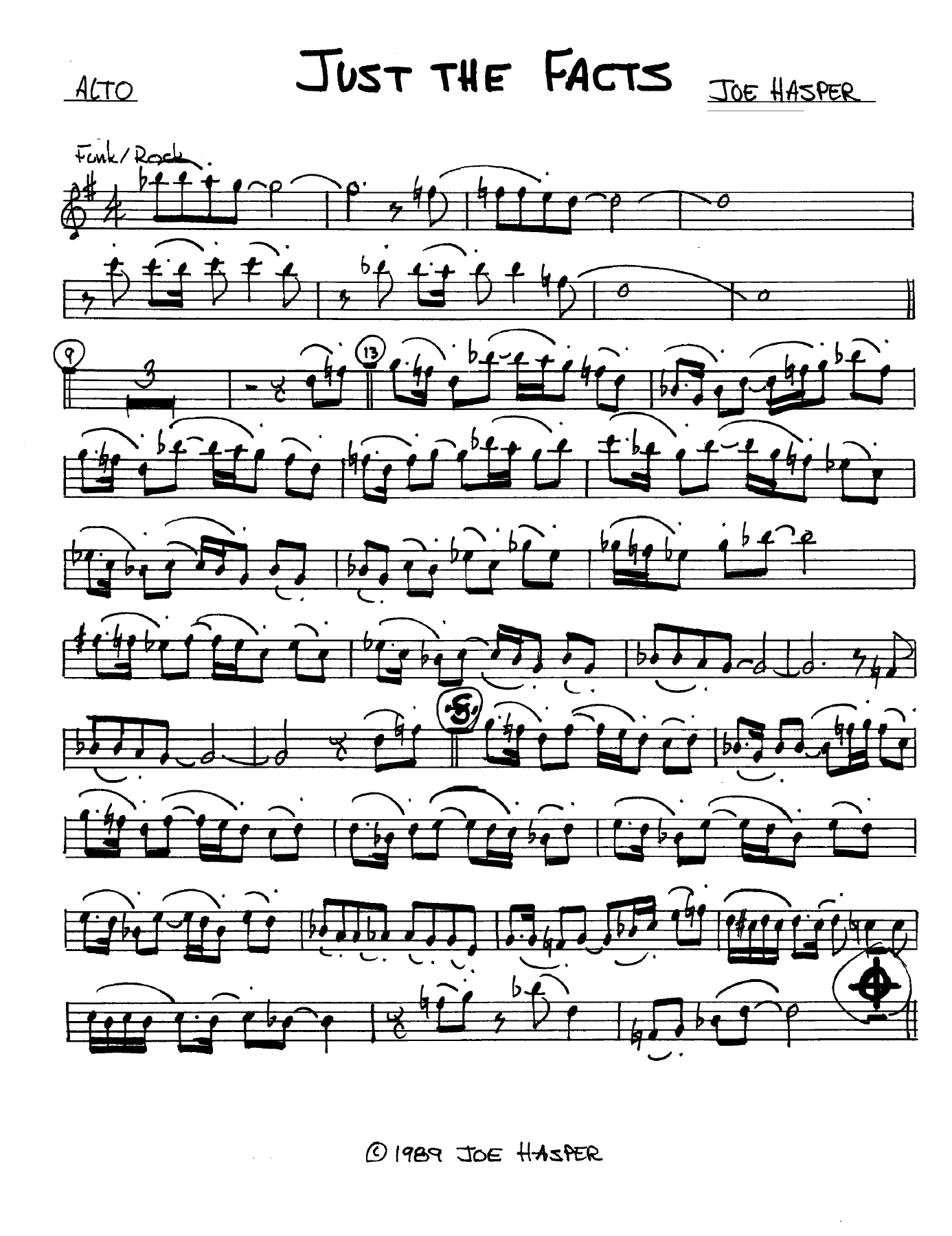 Just The Facts — sheet music preview