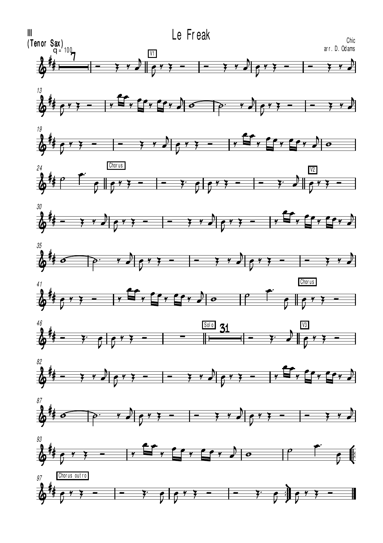 LeFreak - tenor — sheet music preview