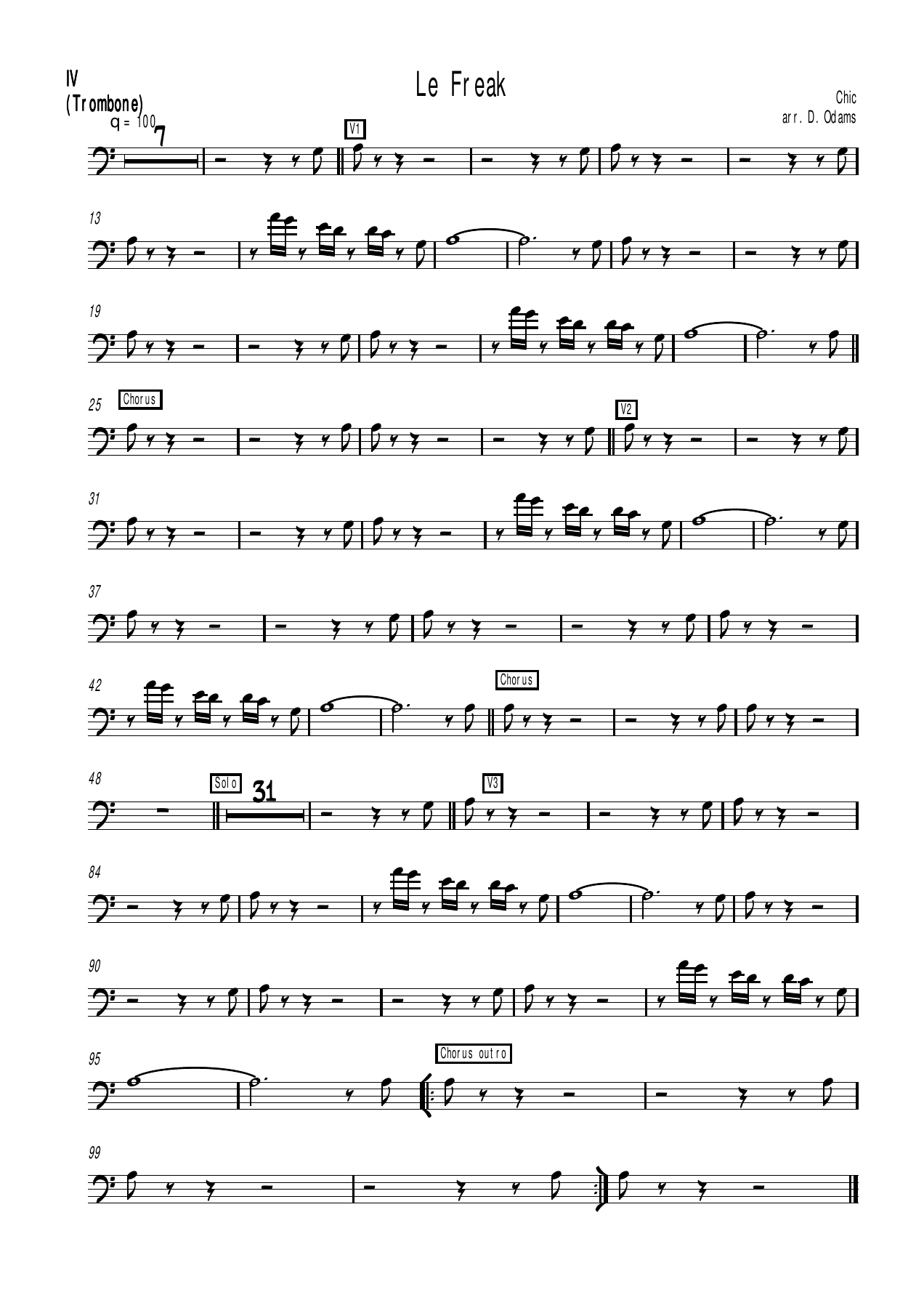 LeFreak - trombone — Small Ensemble sheet music by D. Odams | Funk