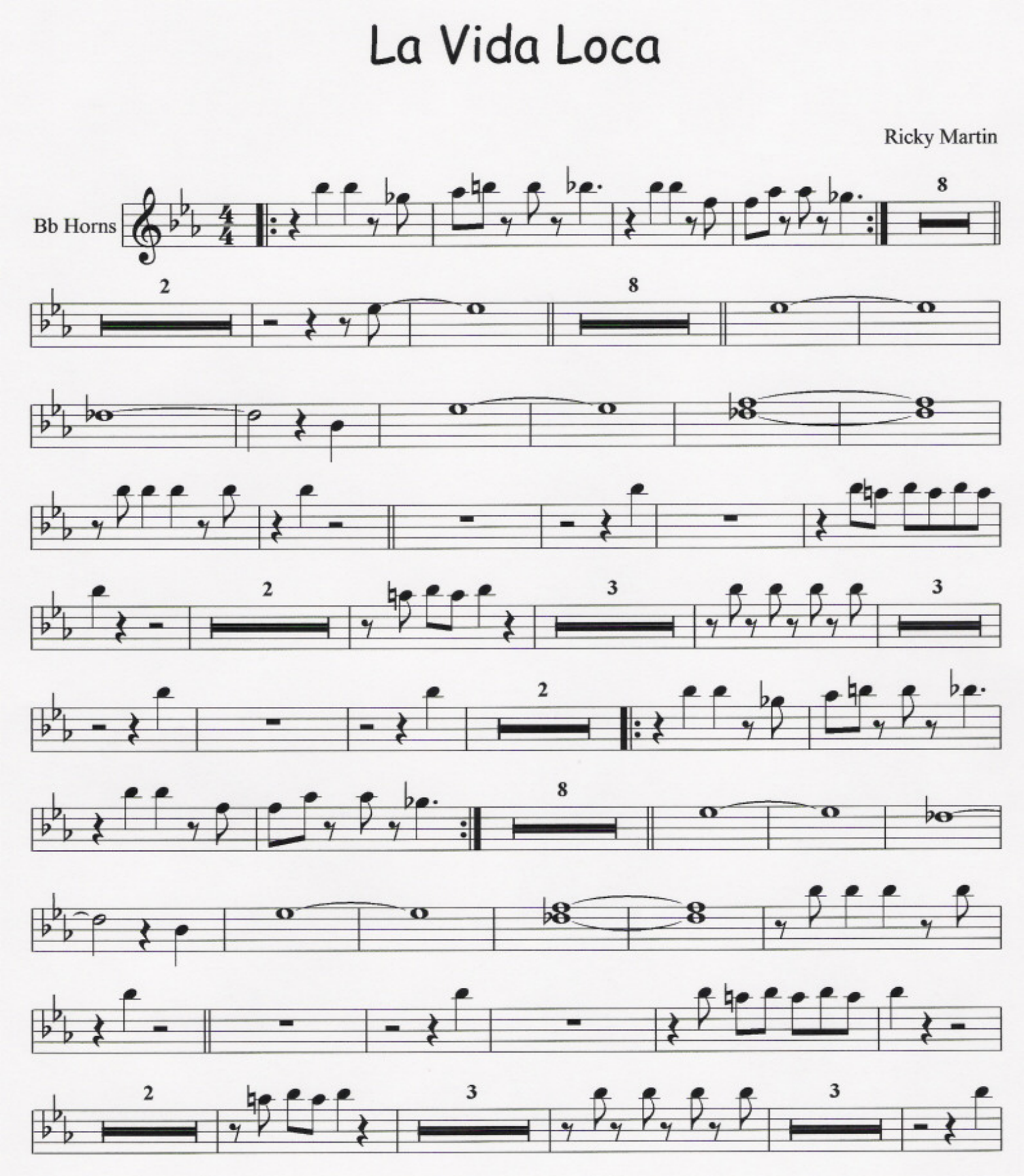 La Vida Loca 3 Horns — sheet music preview