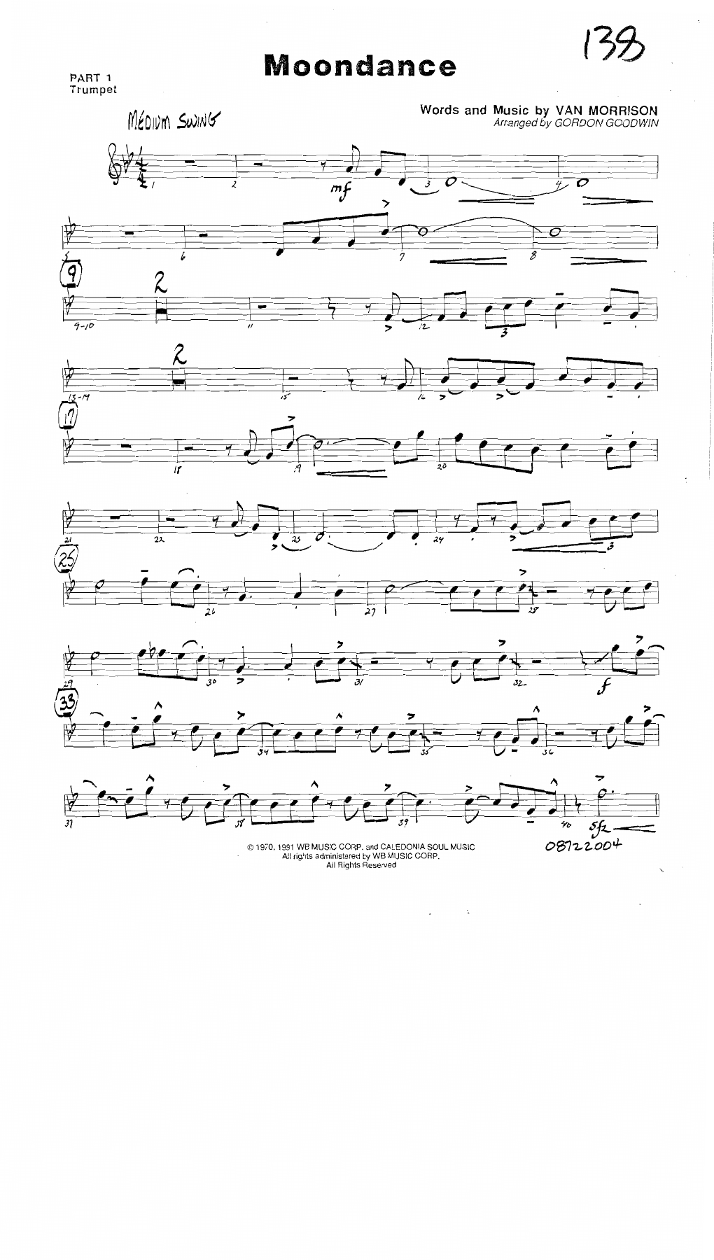 Moondance — sheet music preview