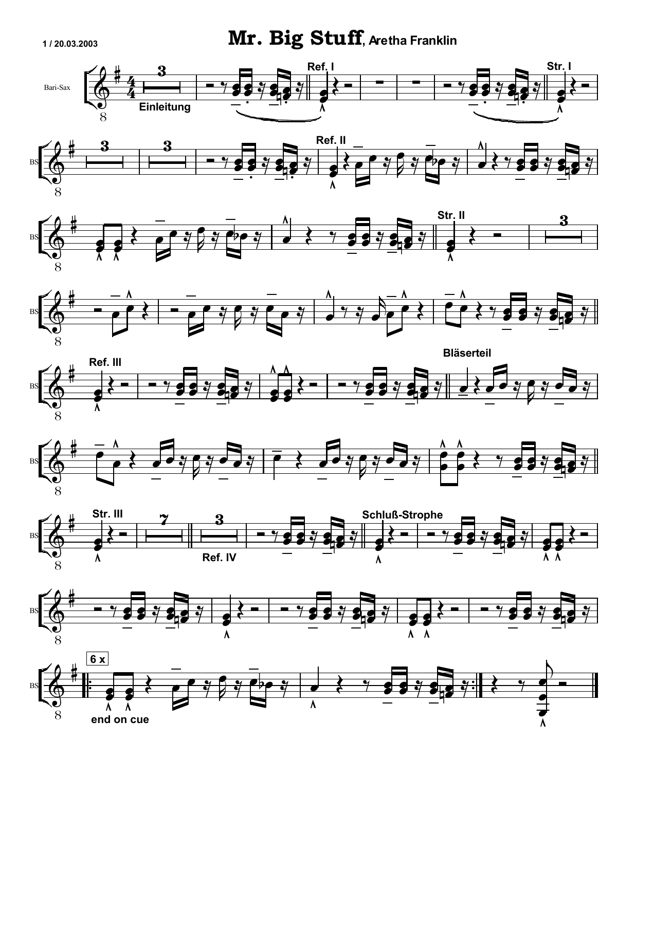 Mr Big Stuff BS — sheet music preview