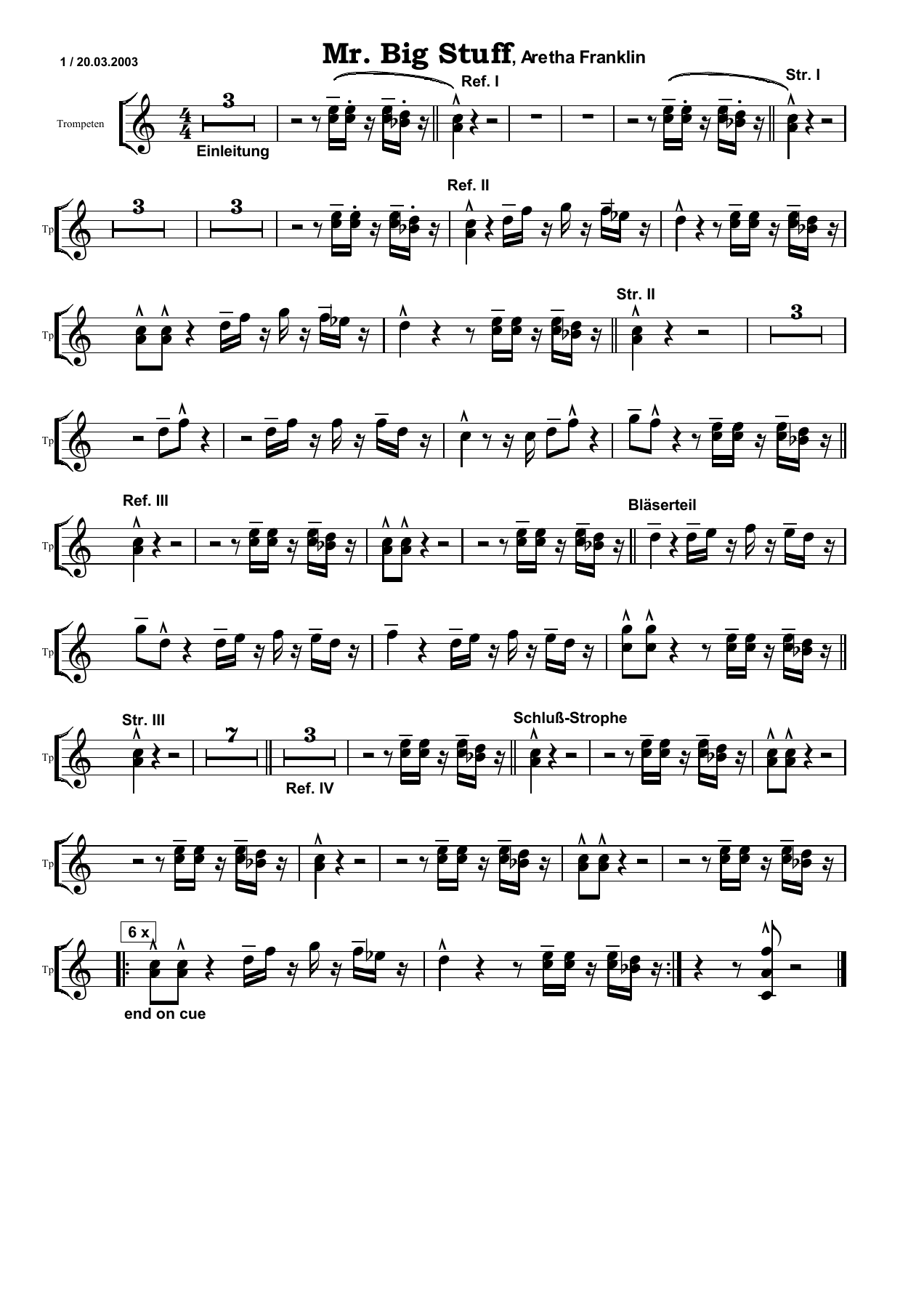 Mr Big Stuff Tp — sheet music preview