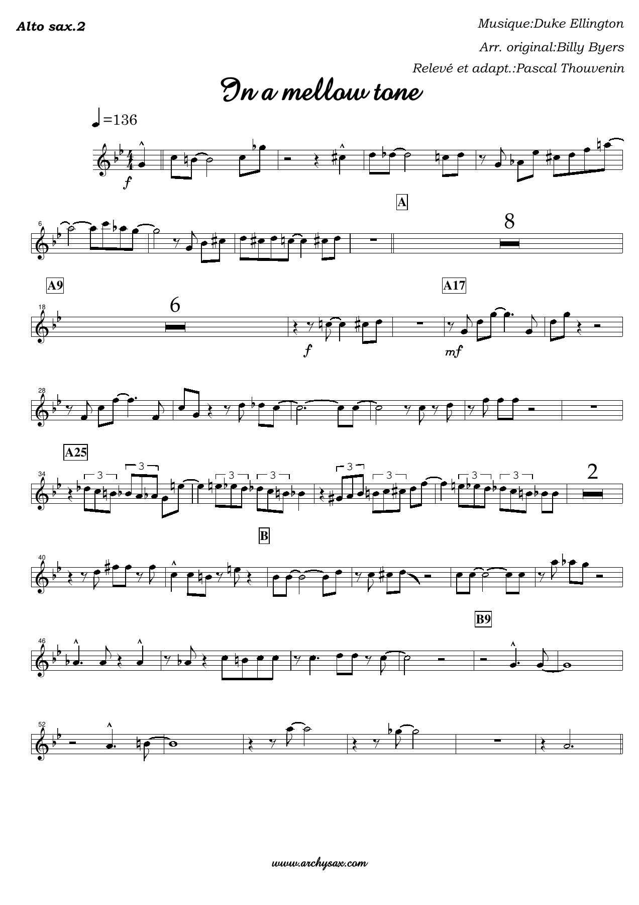 In a mellow tone Alto sax.2 — sheet music preview