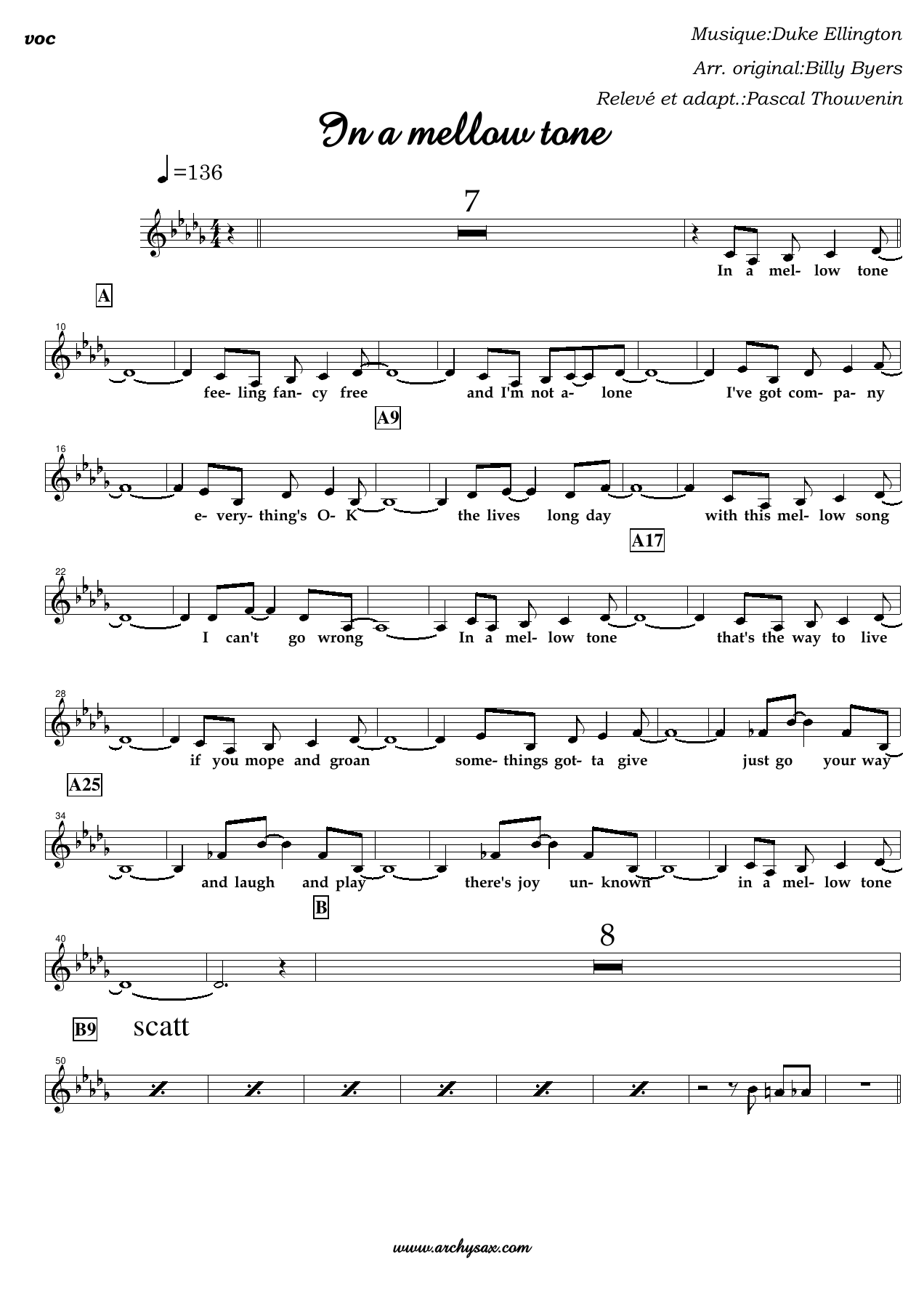 In a mellow tone chant — sheet music preview