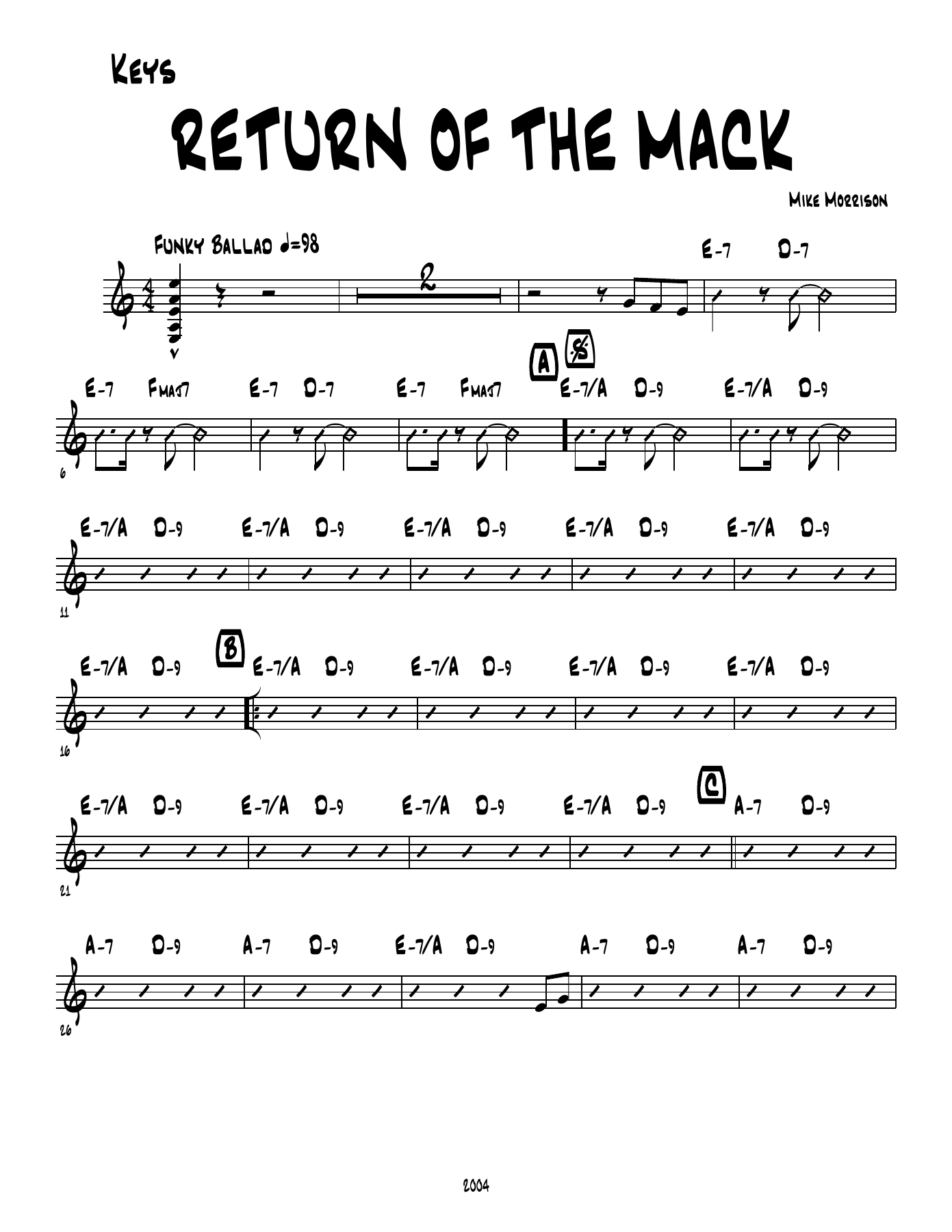 Return of the Mack — sheet music preview