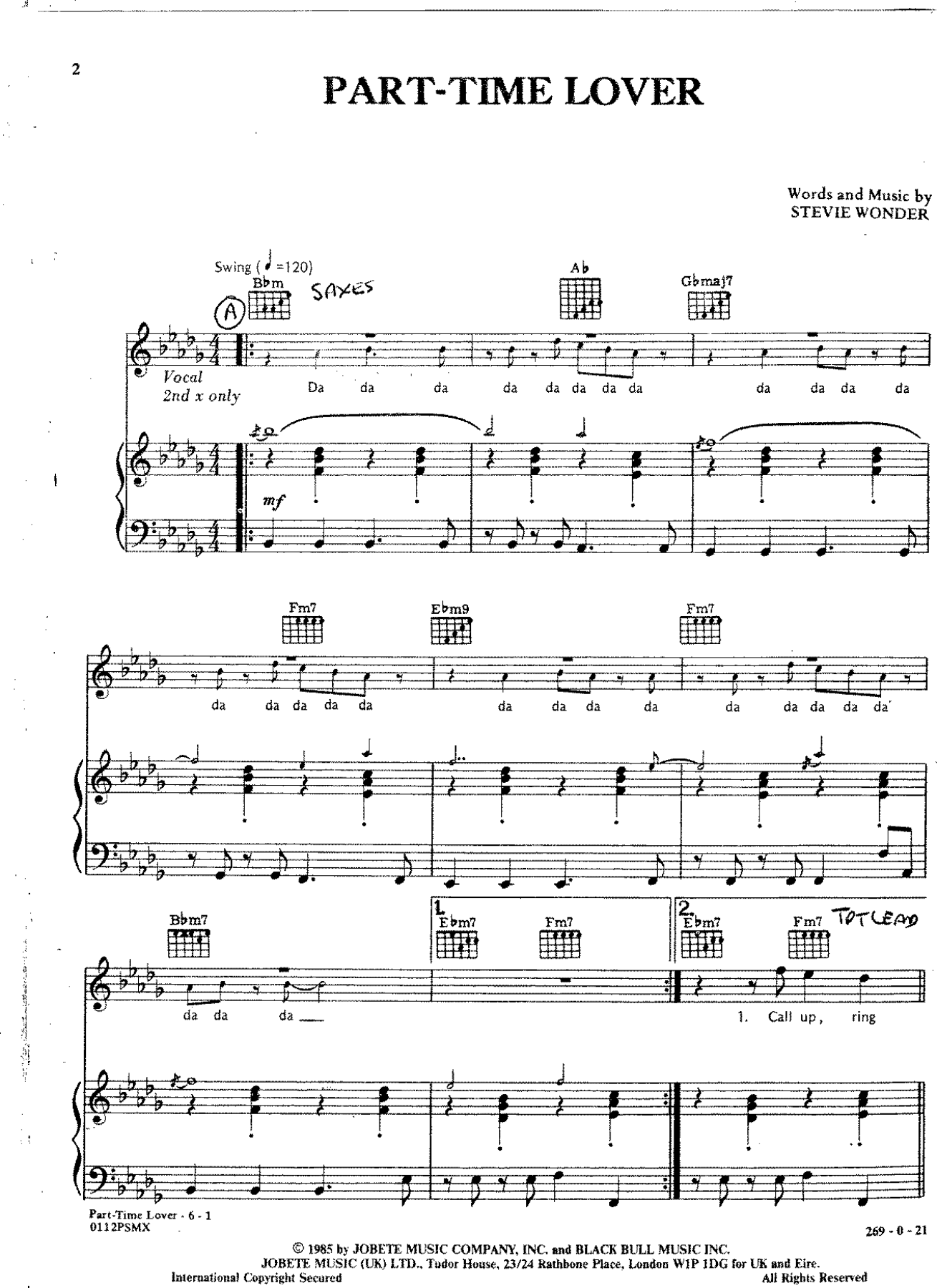 Lead n Vocals — sheet music preview