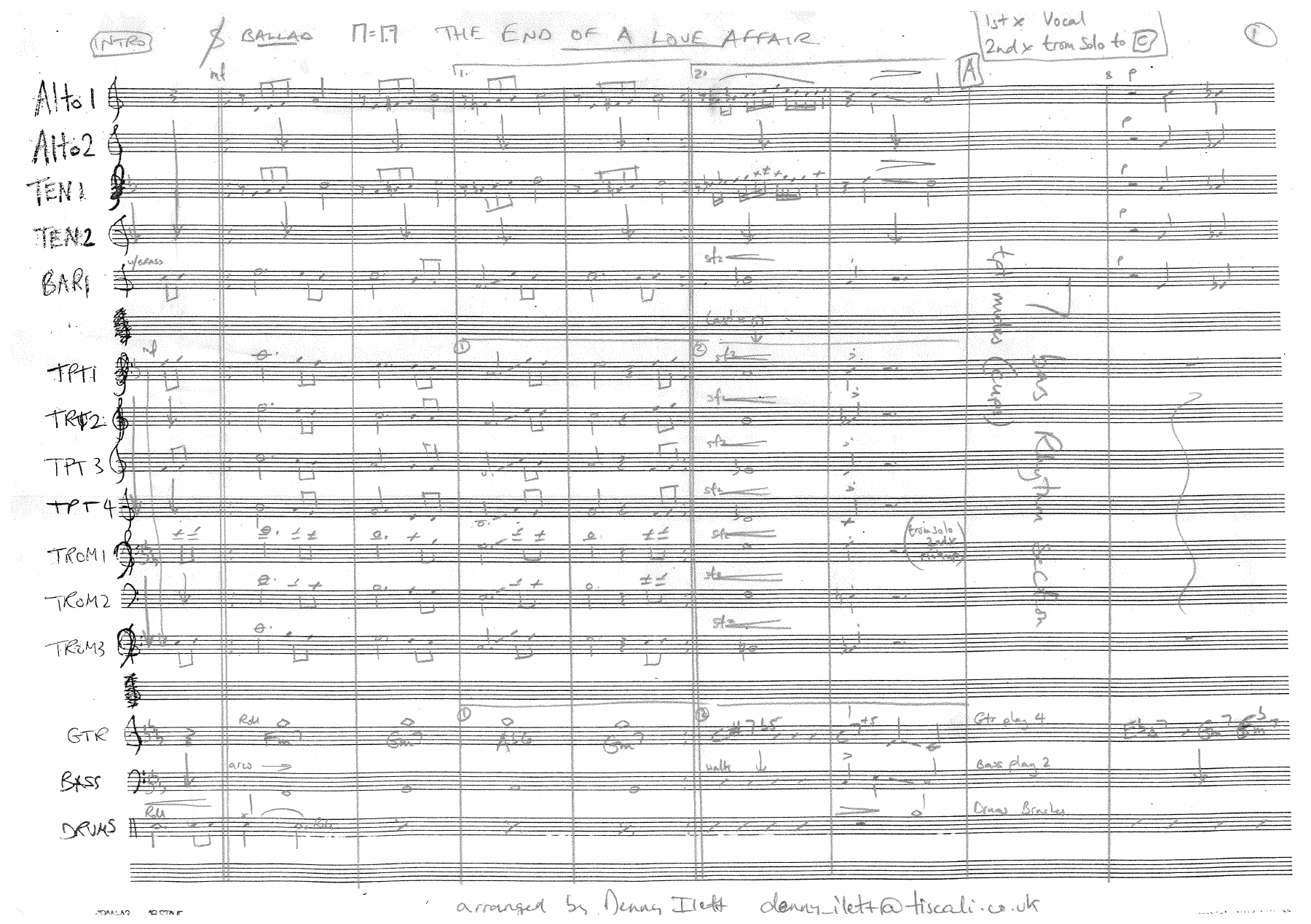 The End Of A Love Affair - Frank Sinatra — sheet music preview