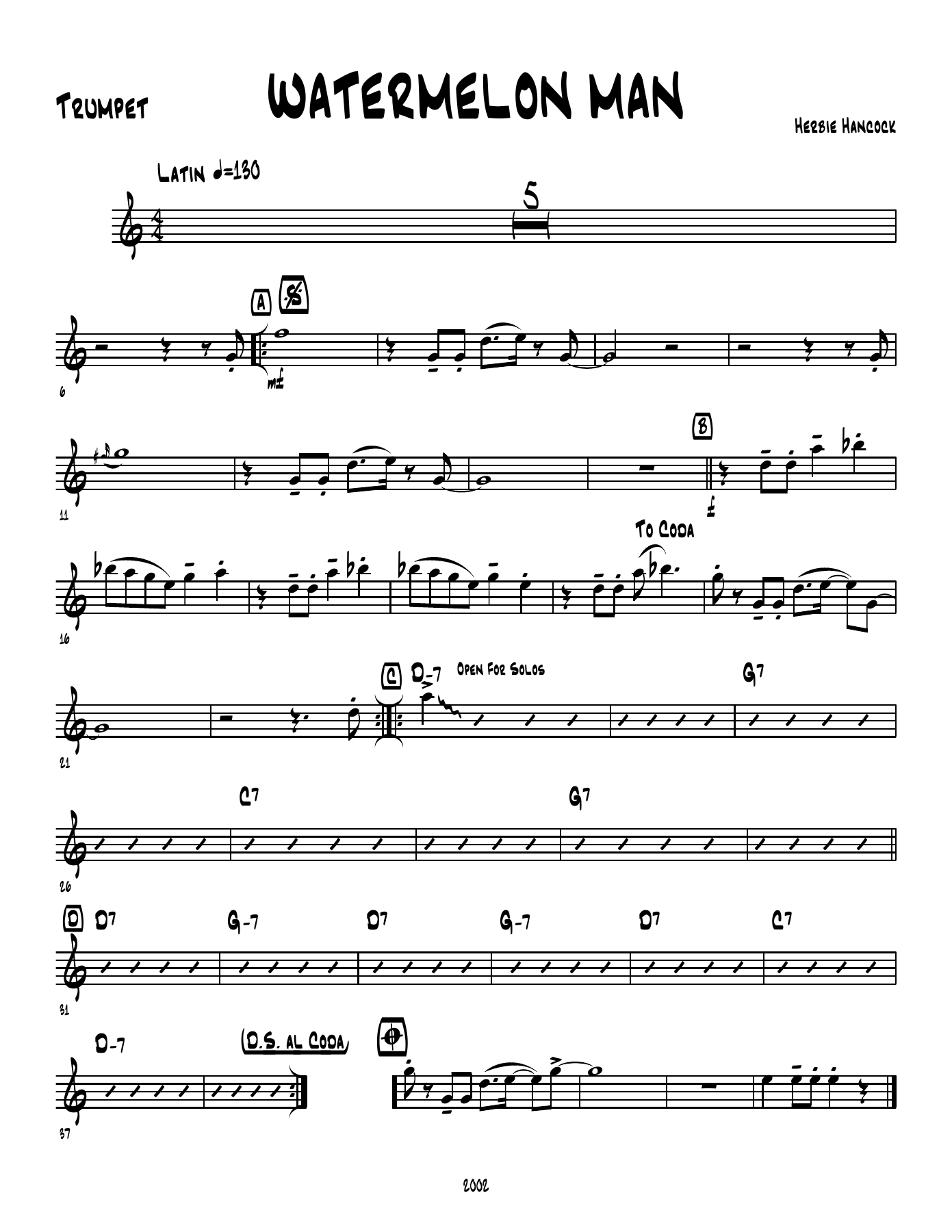 Watermelon Man — Small Ensemble sheet music by Trumpet | Funk