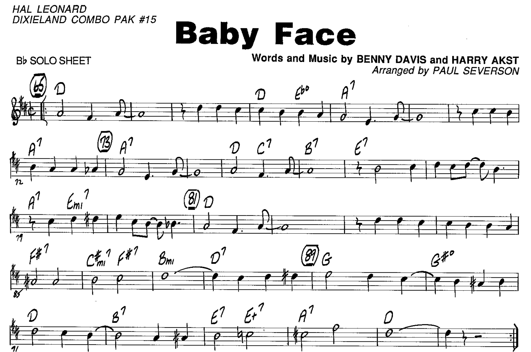 Baby Face — sheet music preview