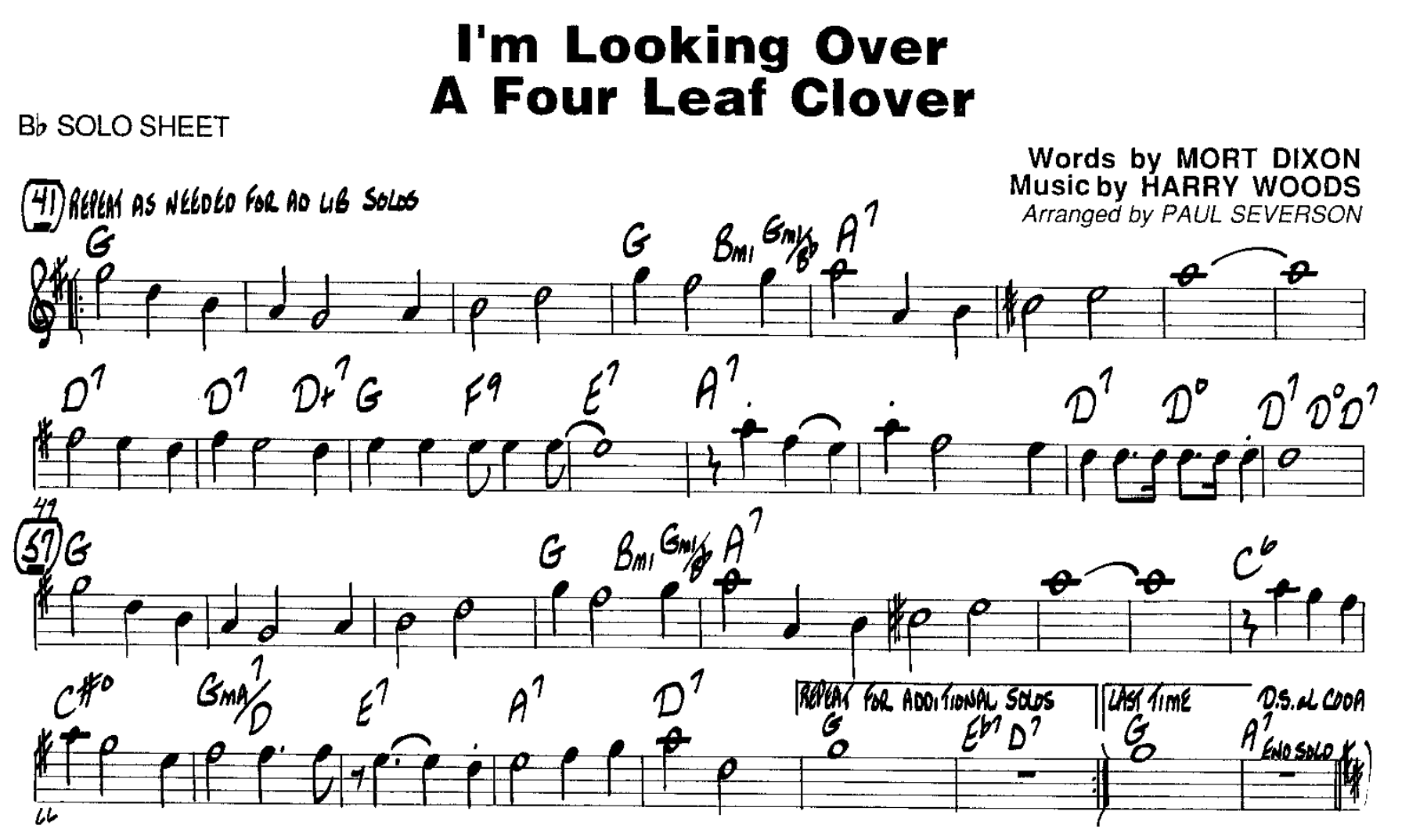 Im Looking Over A 4 Leaf Clover — sheet music preview
