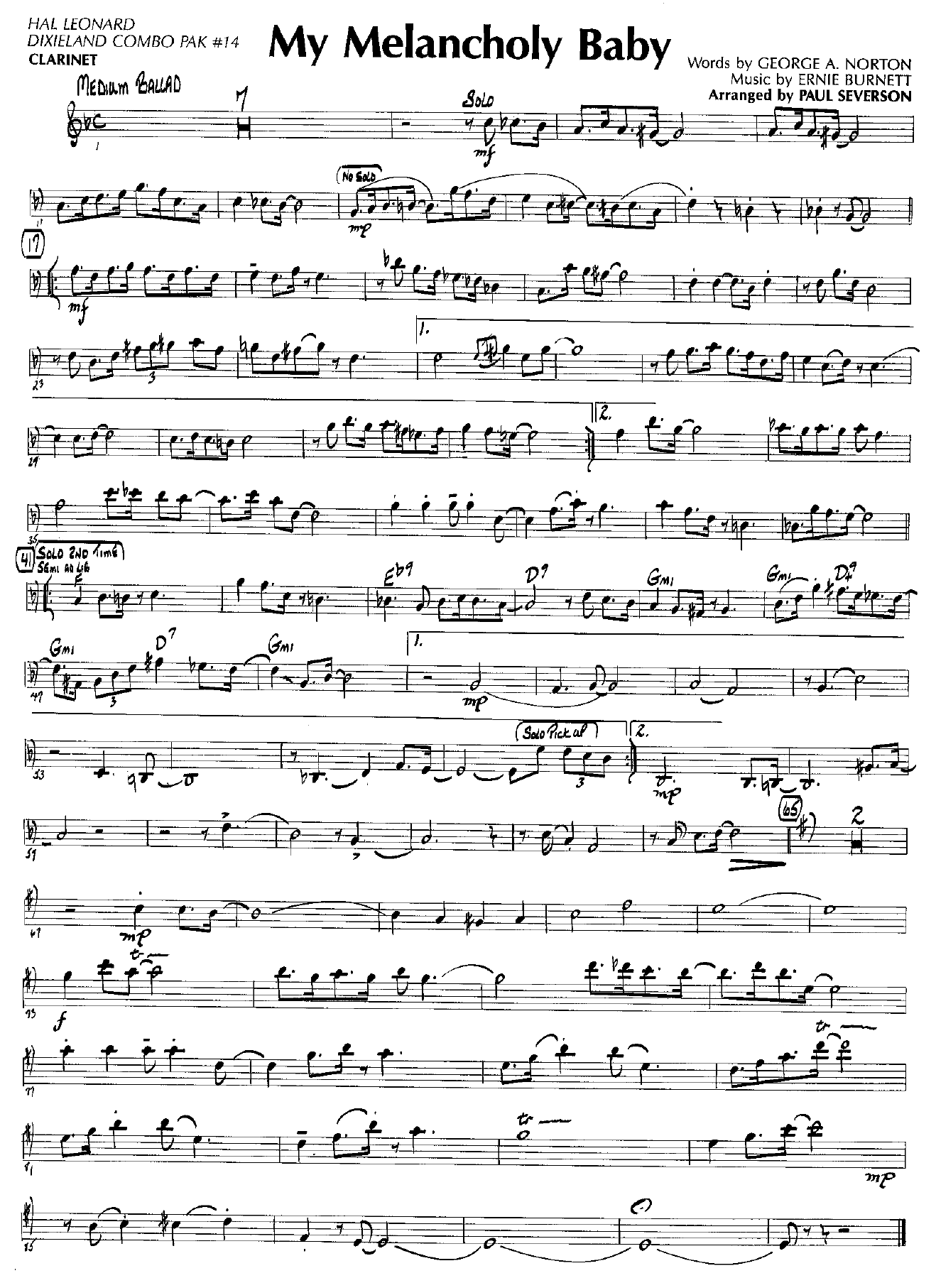 My Melancholy Baby — sheet music preview