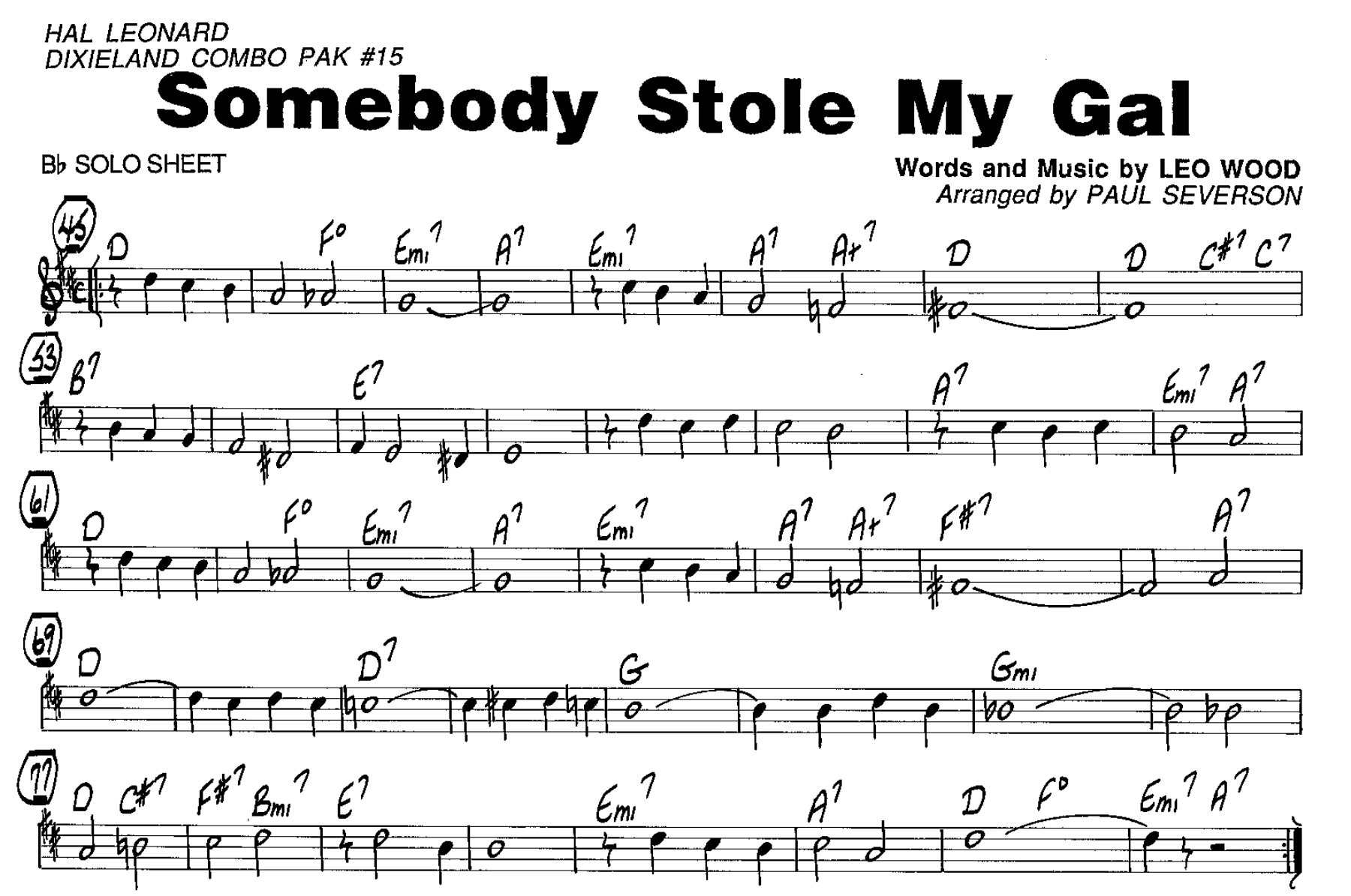 Somebody Stole My Gal — sheet music preview