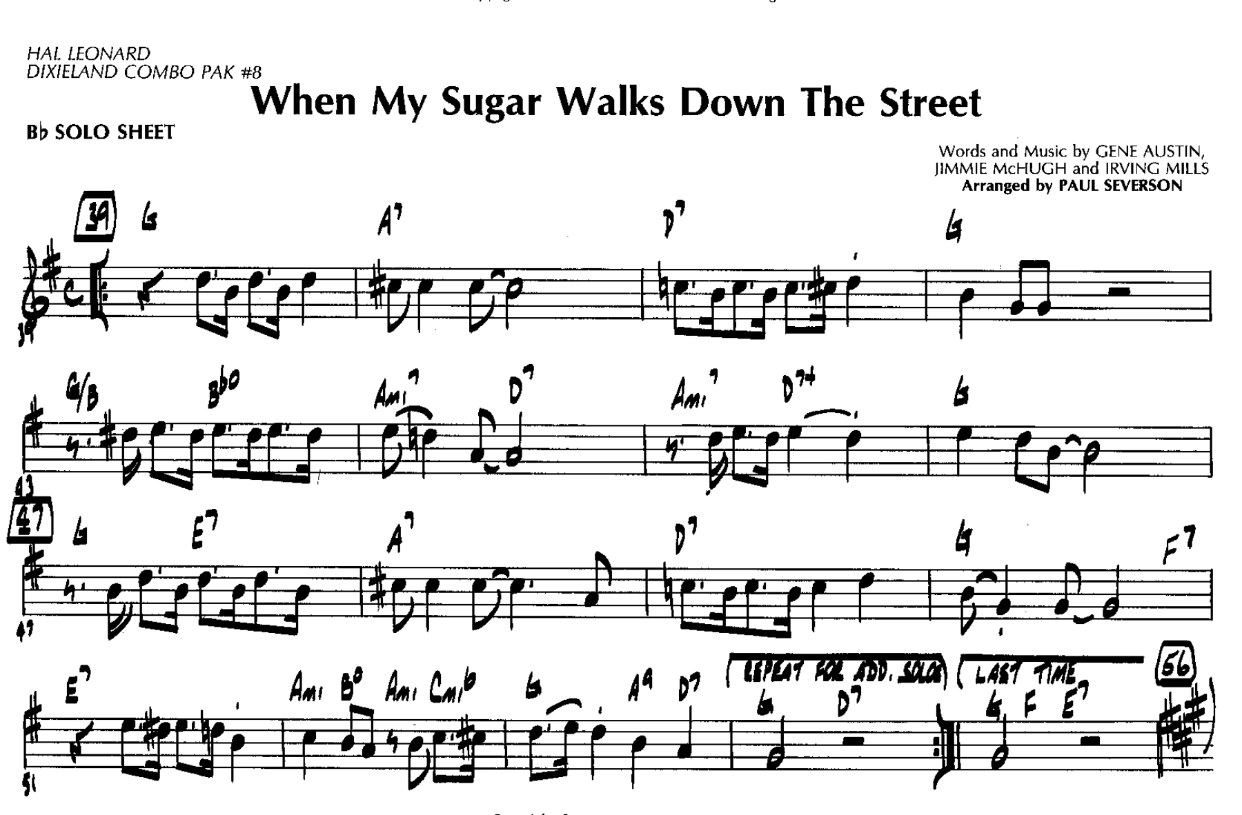 When My Sugar Walks Down The Street — sheet music preview
