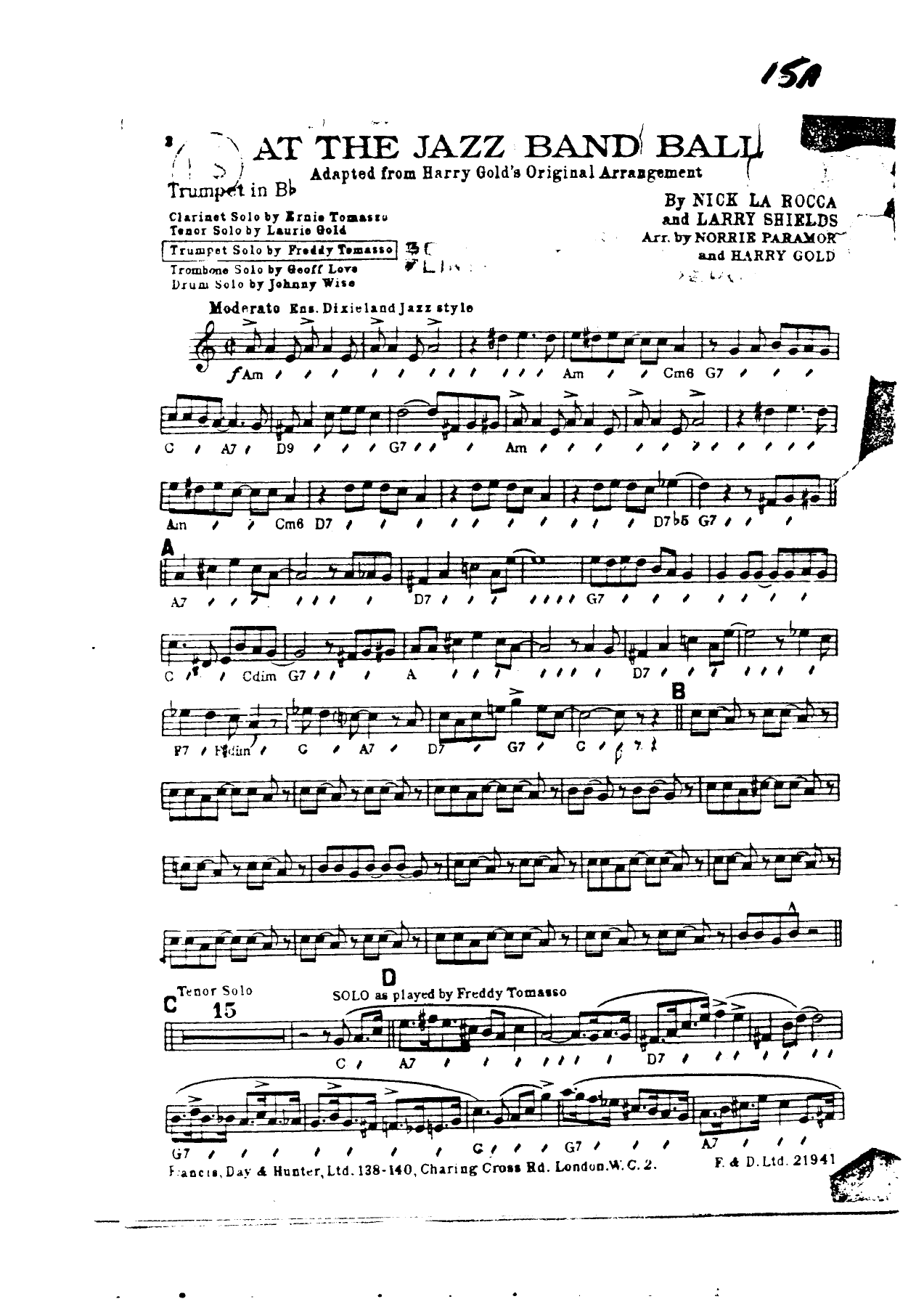 At The Jazz Band Ball (N.Paramor, H.Gold) — sheet music preview