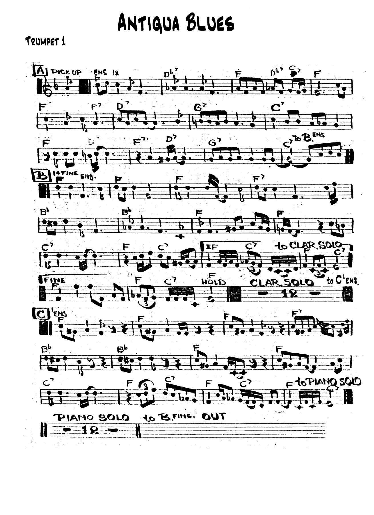Antigua Blues - Sonnanstine & Wetterau - Handwritten — sheet music preview