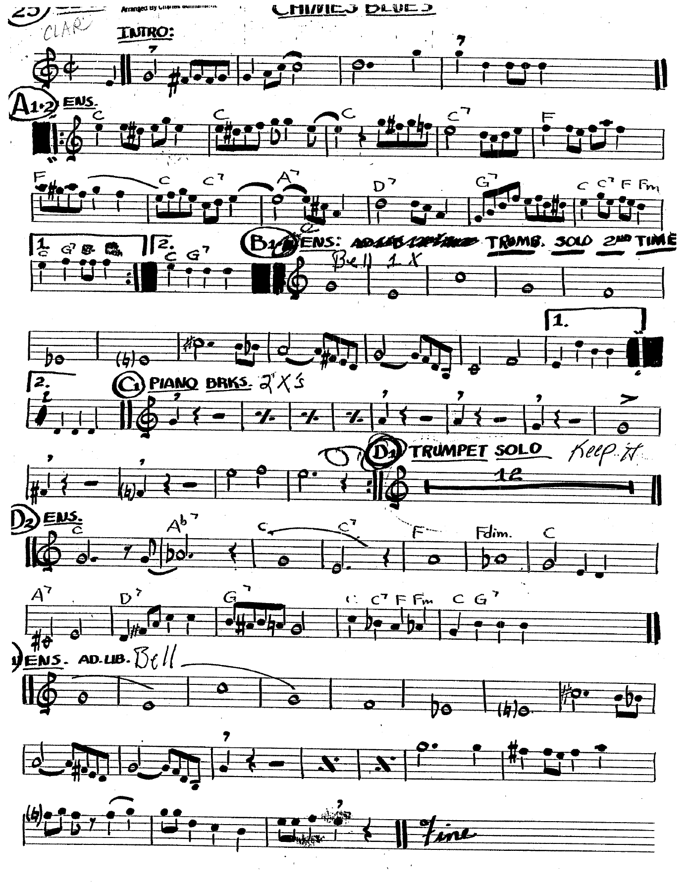 Chimes Blues - Sonnanstine & Wetterau - Handwritten — sheet music preview