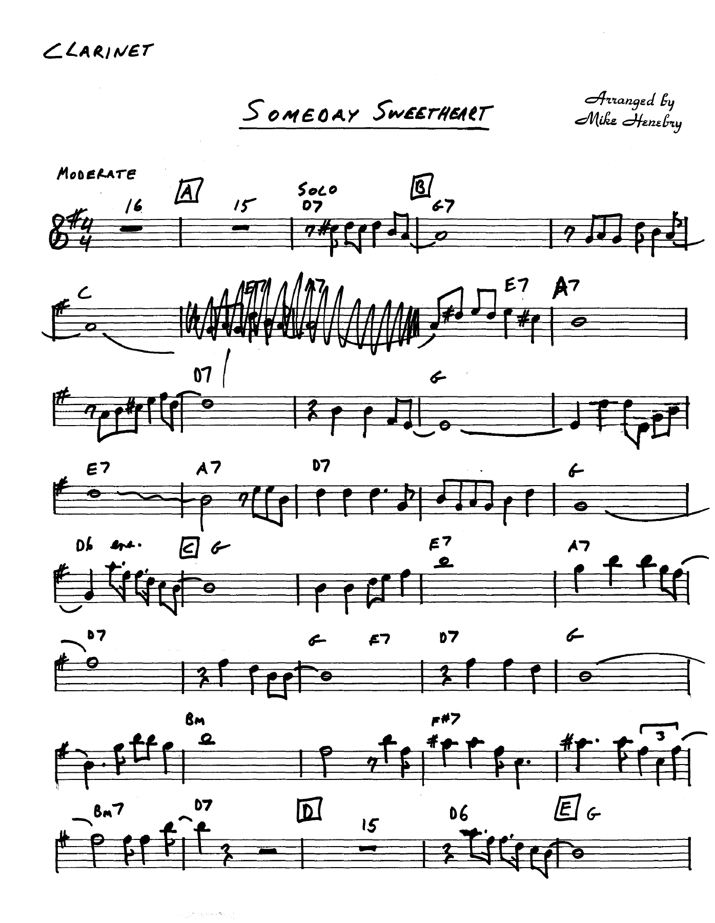 Someday Sweetheart (M.Henebry) Handwritten — sheet music preview