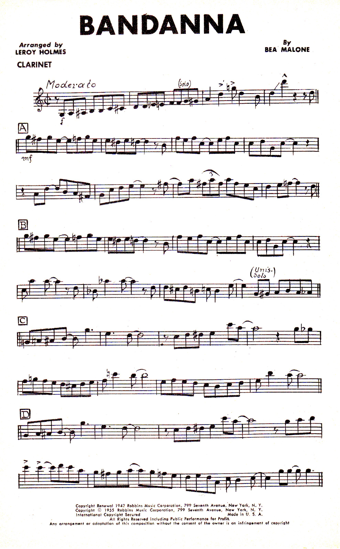 Bandanna — sheet music preview