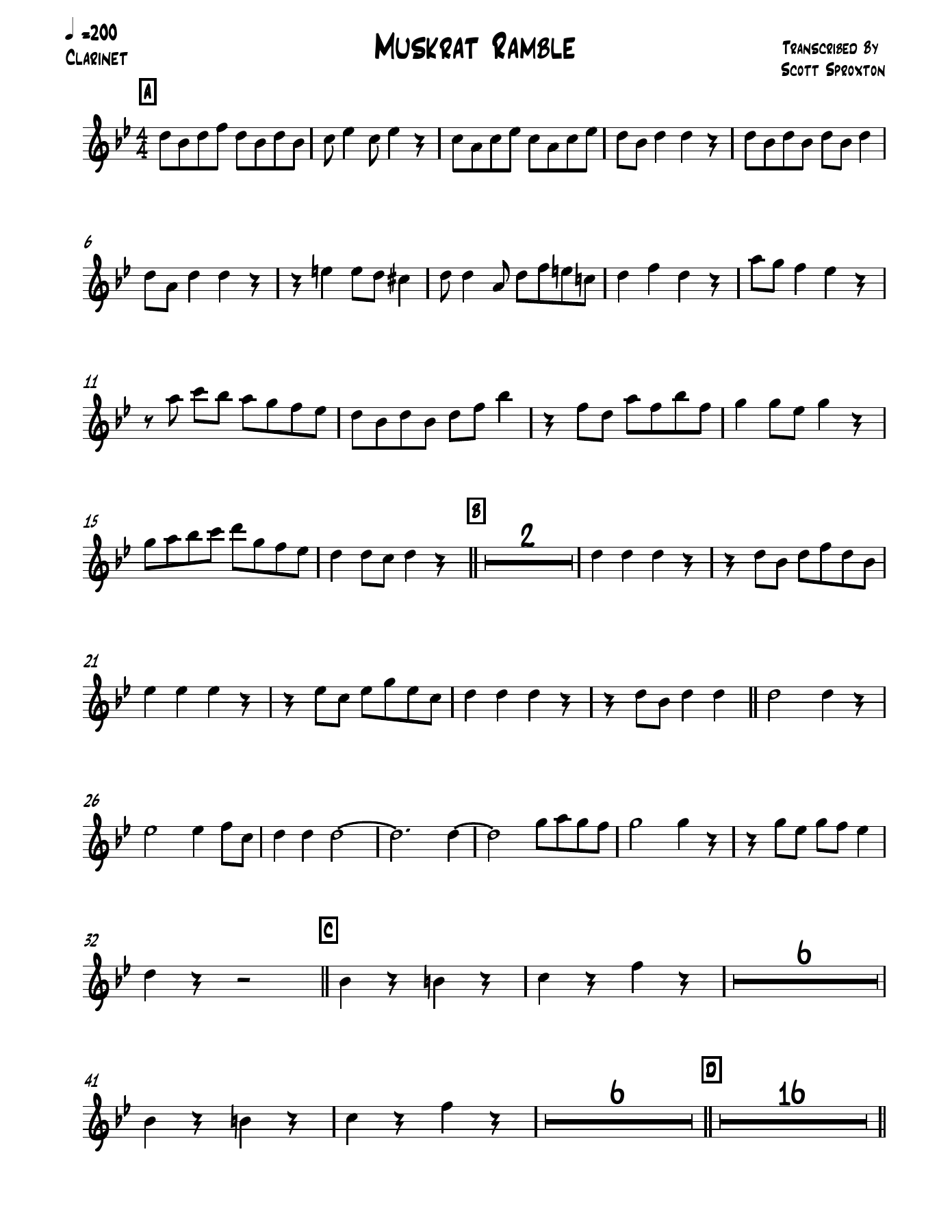 Muskrat Ramble Clarinet — sheet music preview