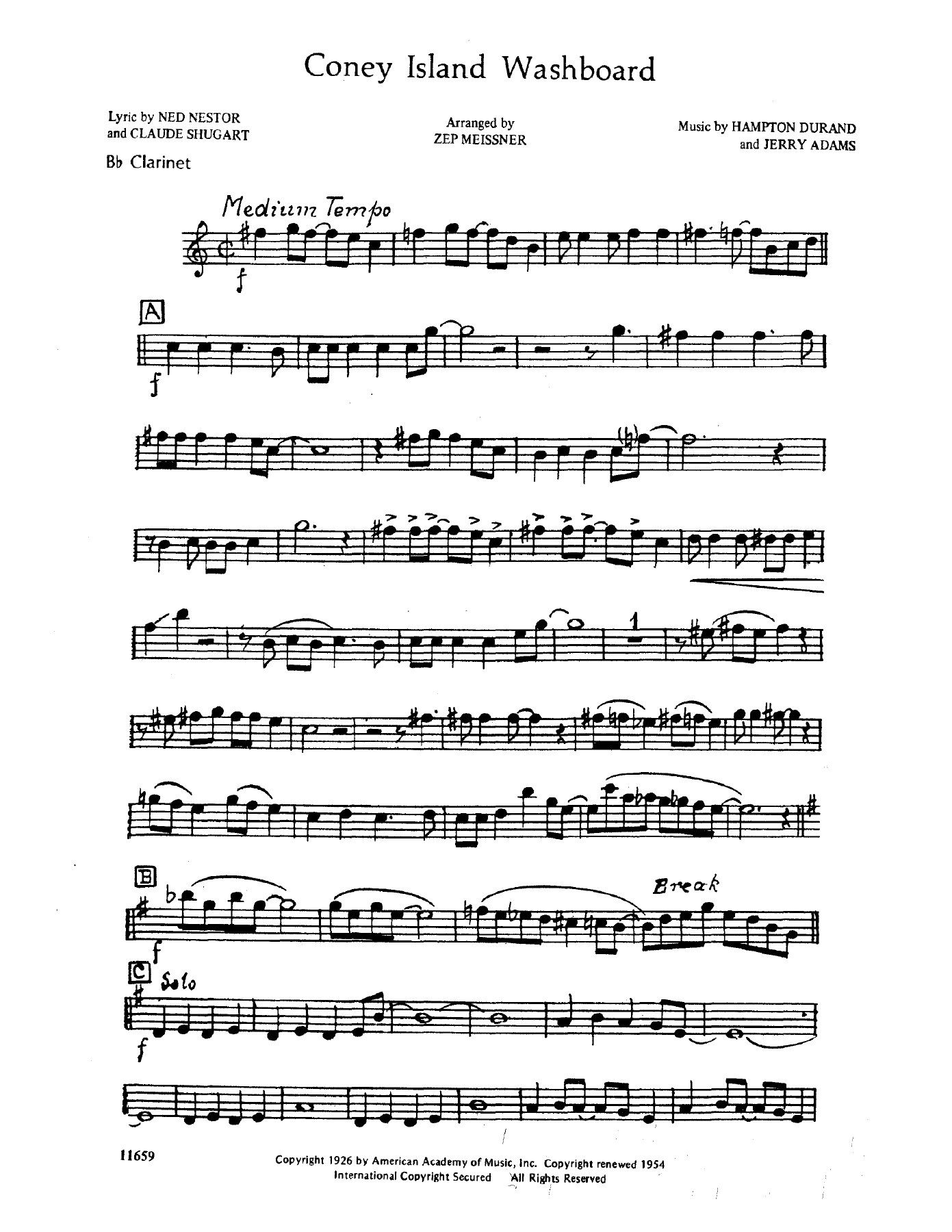 Coney Island Washboard — sheet music preview