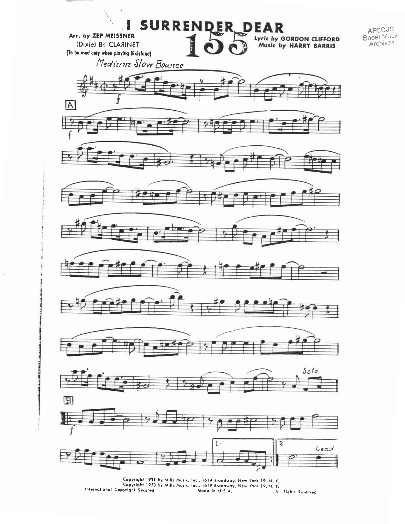 I Surrender Dear — sheet music preview