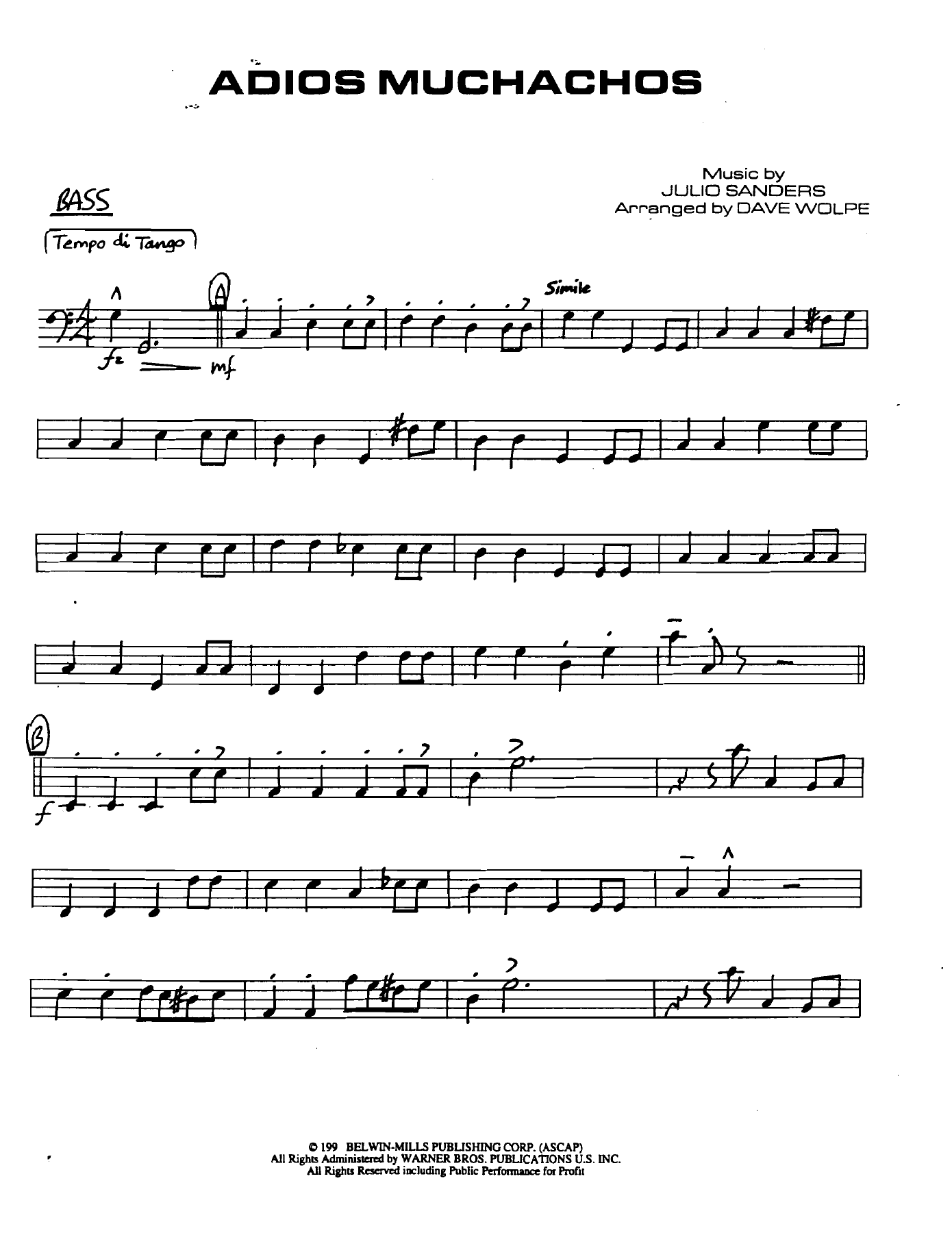 Adiosmuchachos Bass — sheet music preview