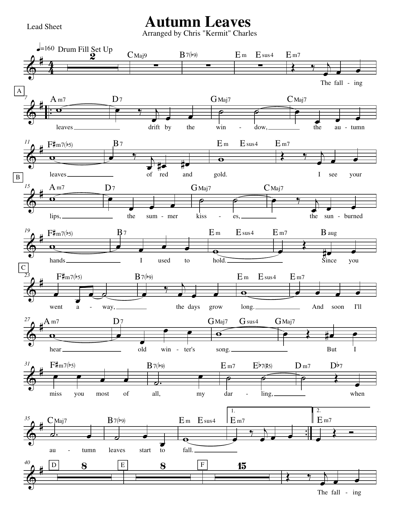 Autumn Leaves - 4 Horns — sheet music preview