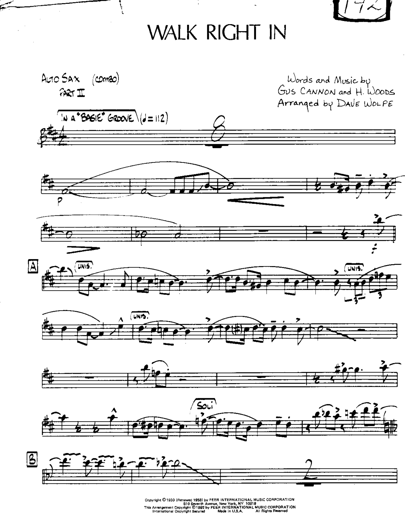 Walk Right in — sheet music preview