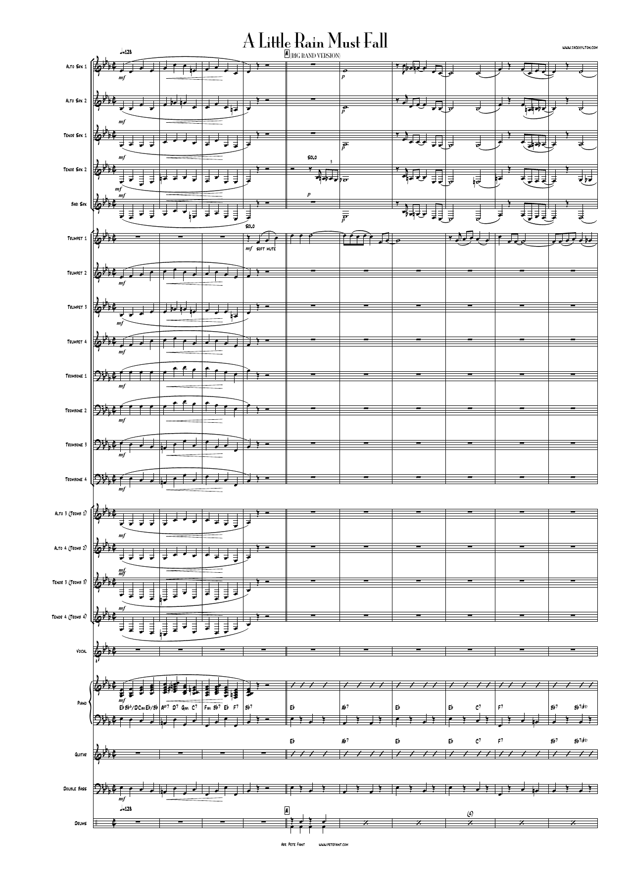 A Little Rain Must Fall — sheet music preview