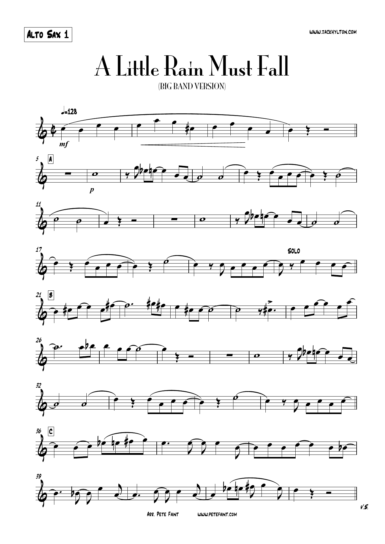 A Little Rain Must Fall — sheet music preview