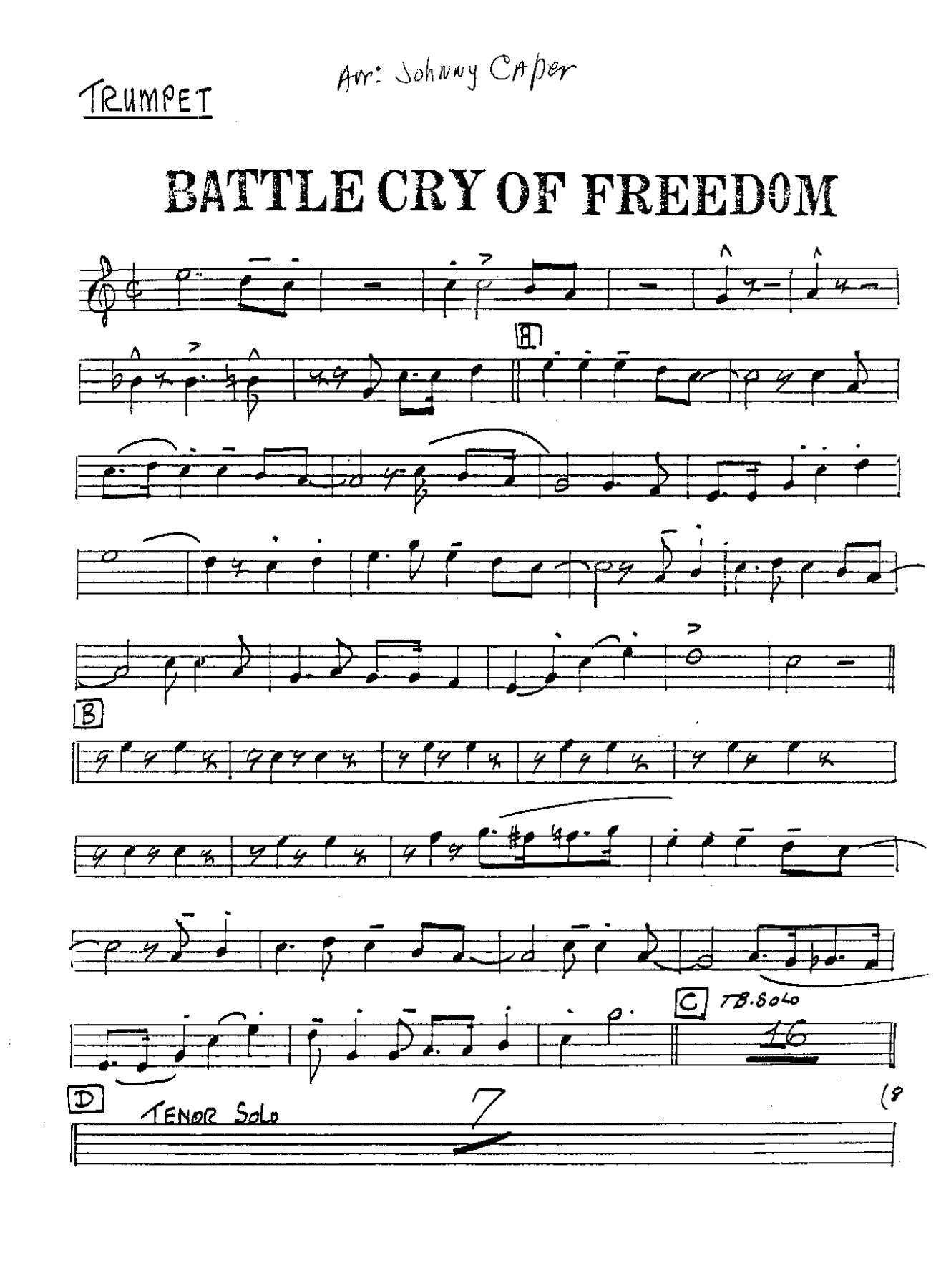 Battle Cry Of Freedom — sheet music preview
