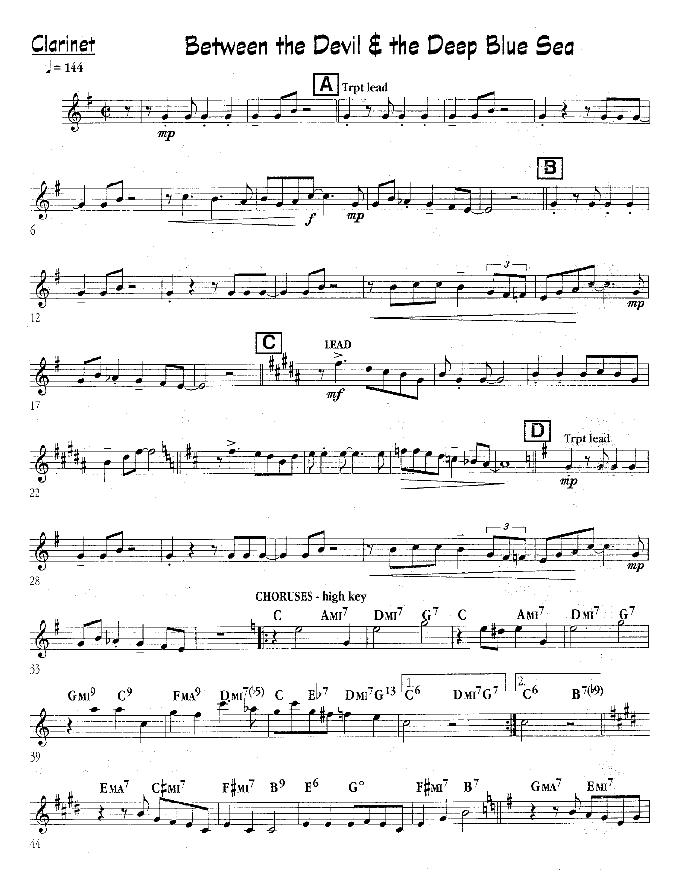 Between The Devil And The Deep Blue Sea — sheet music preview