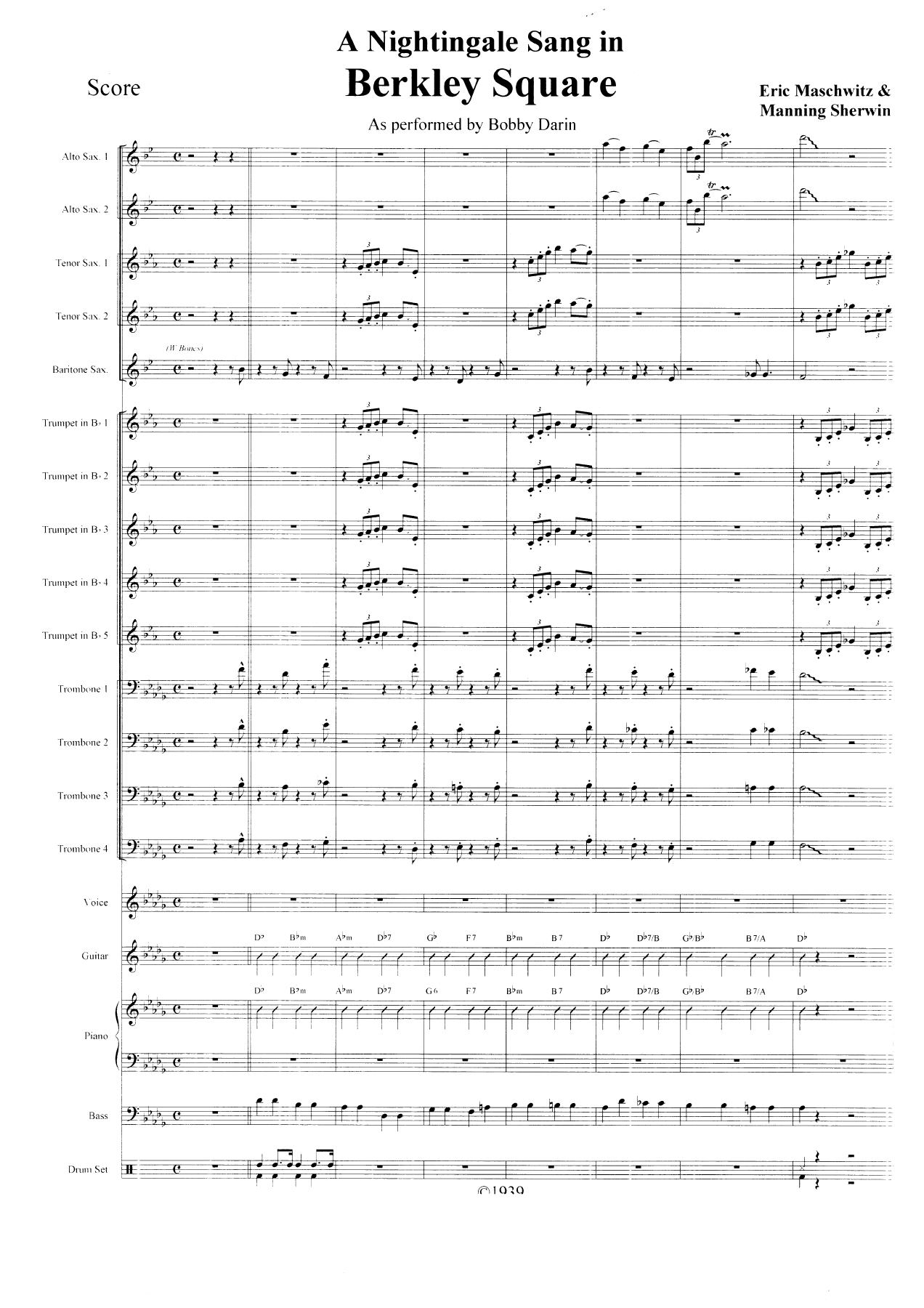 A Nightingale Sang In Berkeley Square — sheet music preview