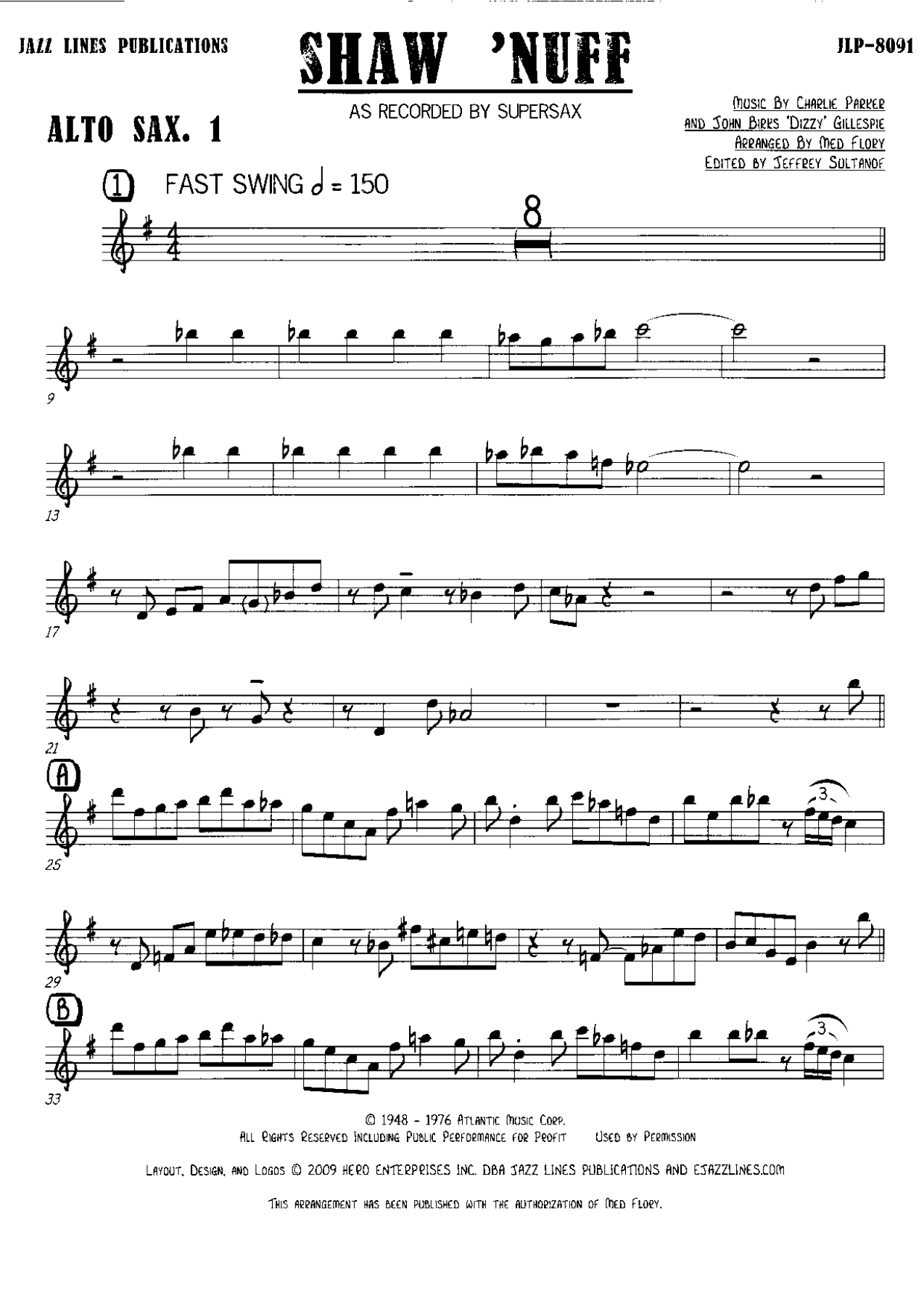 Benny Carter Sax — sheet music preview