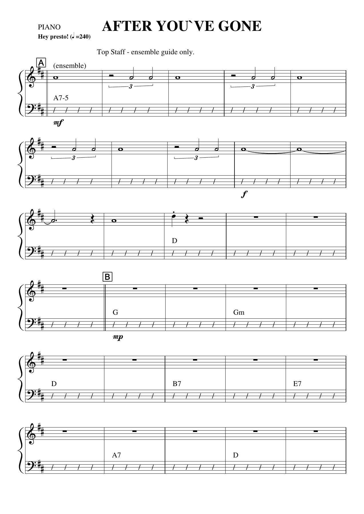 After You've Gone — sheet music preview