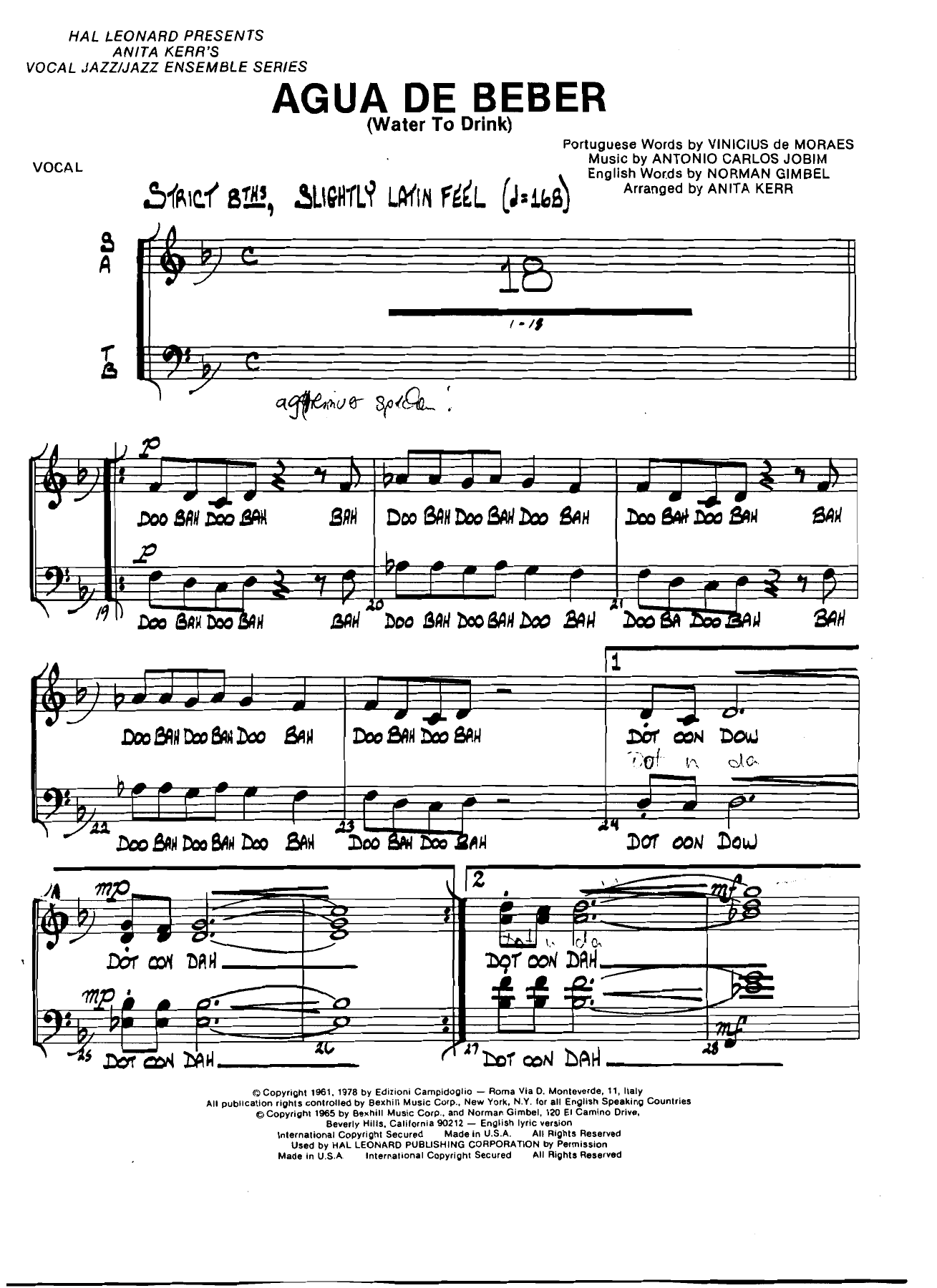 Agua De Beber — sheet music preview