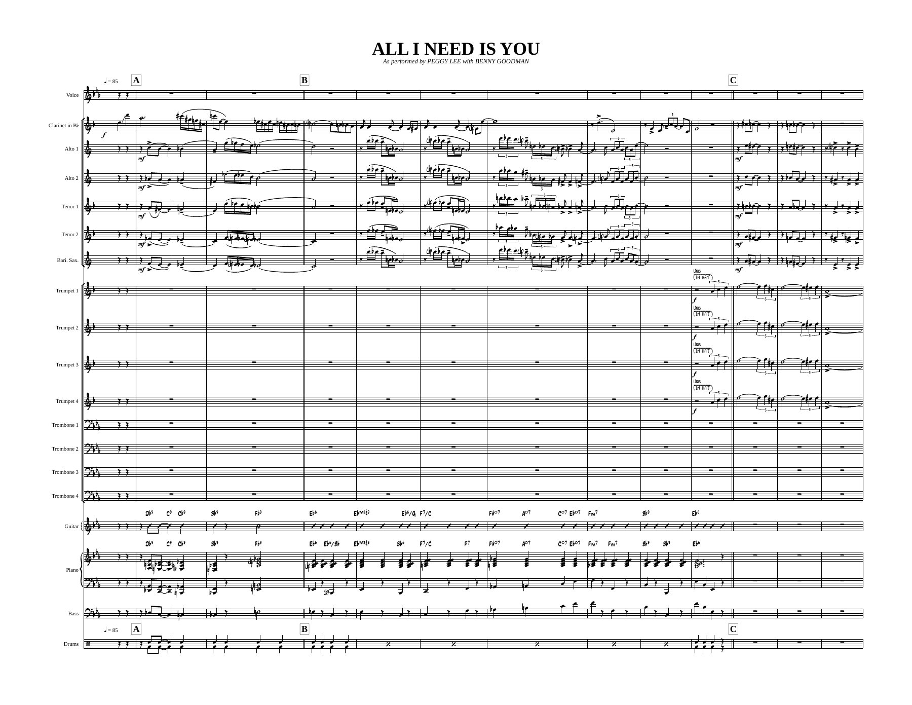 All I Need Is You — sheet music preview