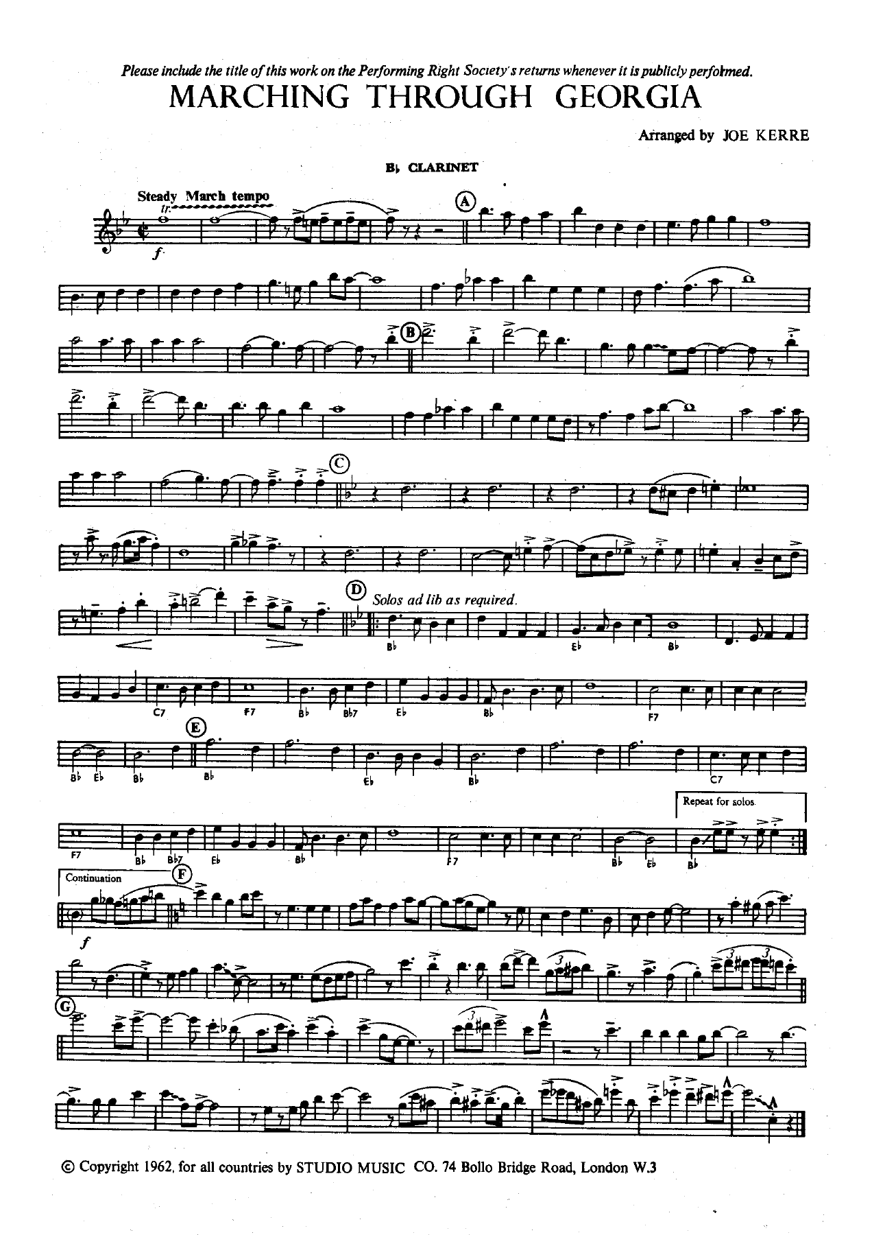 Marching Through Georgia — sheet music preview